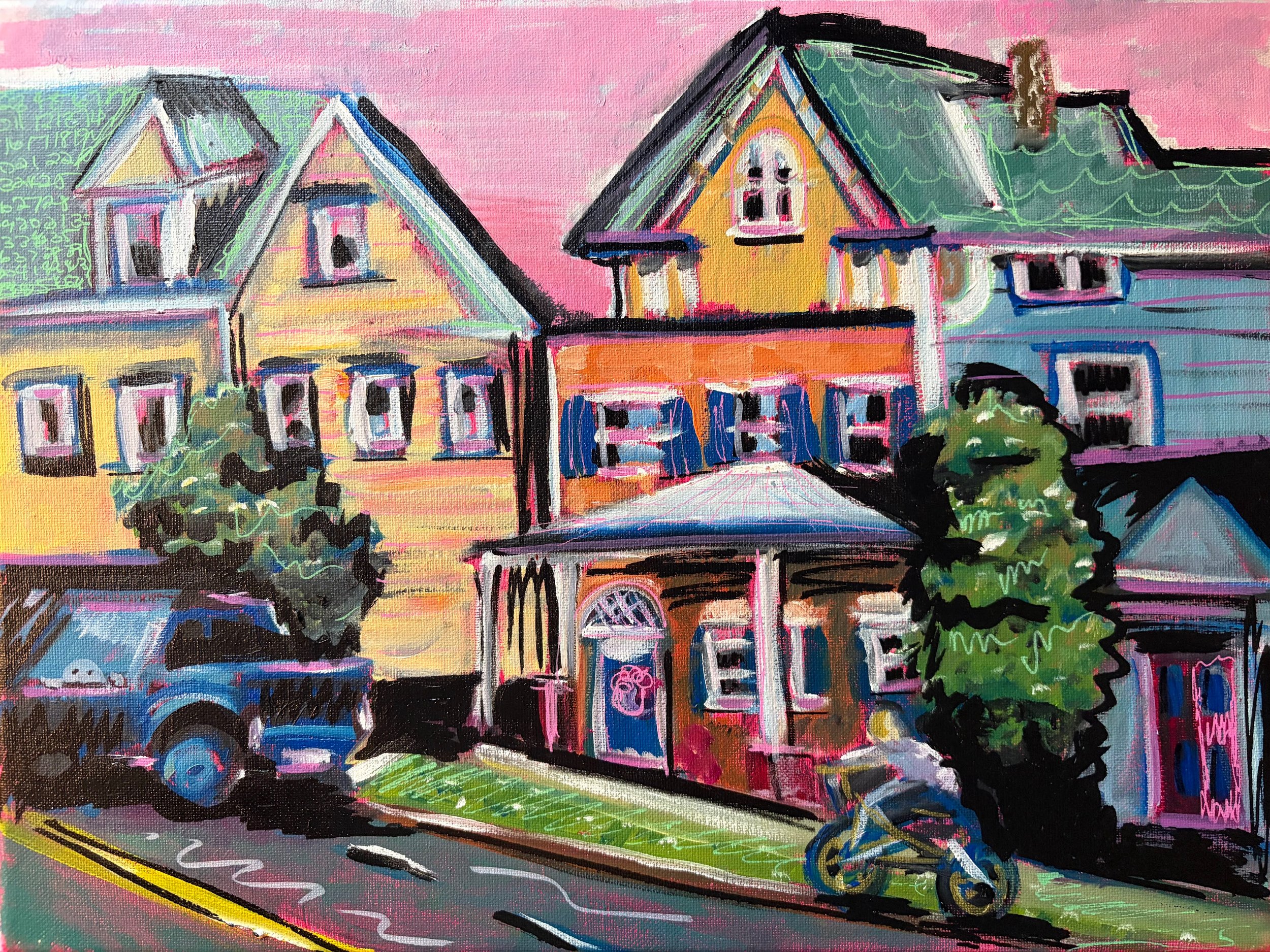 oil painting canvas small landscape colorful design interior contemporary art abstract Philadelphia artist Rachel D'Angelo