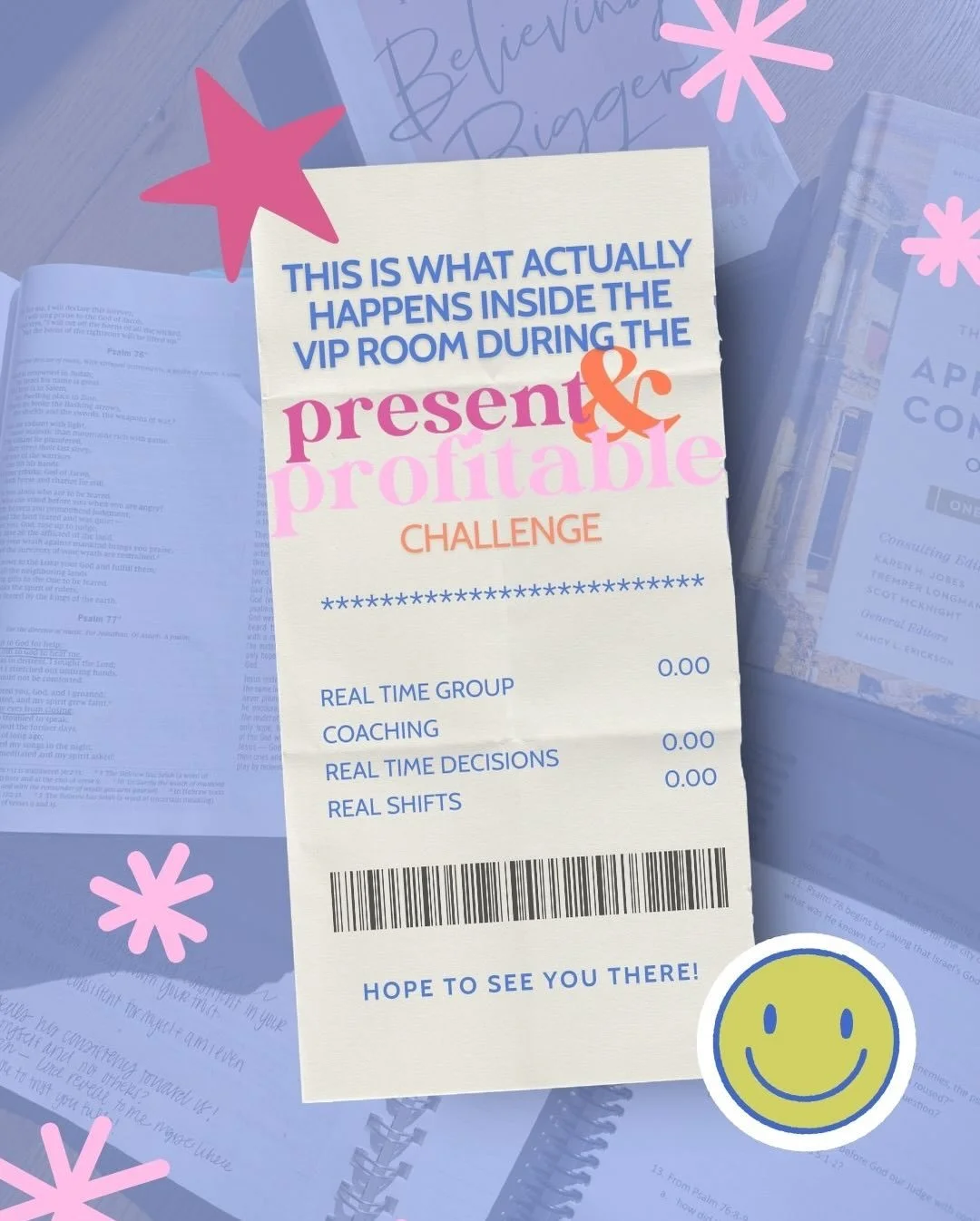 The Present &amp; Profitable Challenge isn&rsquo;t just something you watch.
It&rsquo;s a room you step into.

General Admission gives you the framework.
You learn the principles and understand what it means to build a biblical business.
 
But inside