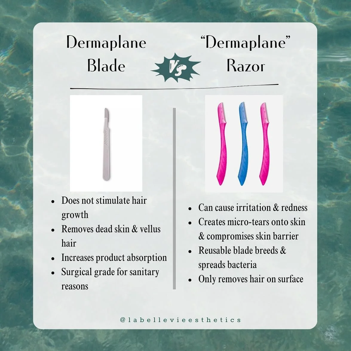 Leave it to the professionals to dermaplane your face💁🏻&zwj;♀️

Don&rsquo;t use store bought ones❕❌

#dermaplane #skin #rightwrong #esthetics #peachfuzz #longisland #northfork #labellevieesthetics