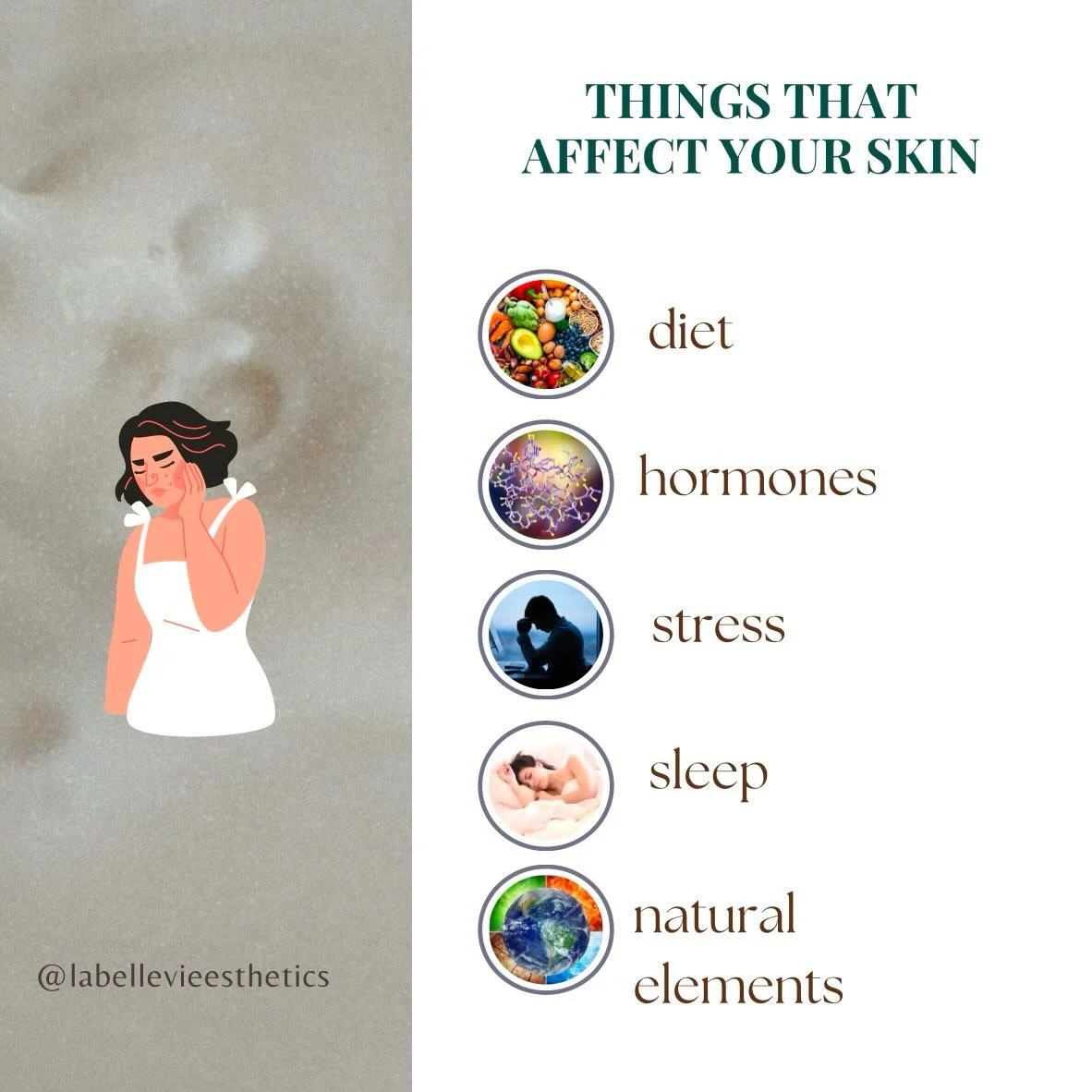 Everyday life factors that affect your skin💁🏻&zwj;♀️

#skincare #facials #esthetics #northfork #labellevieesthetics