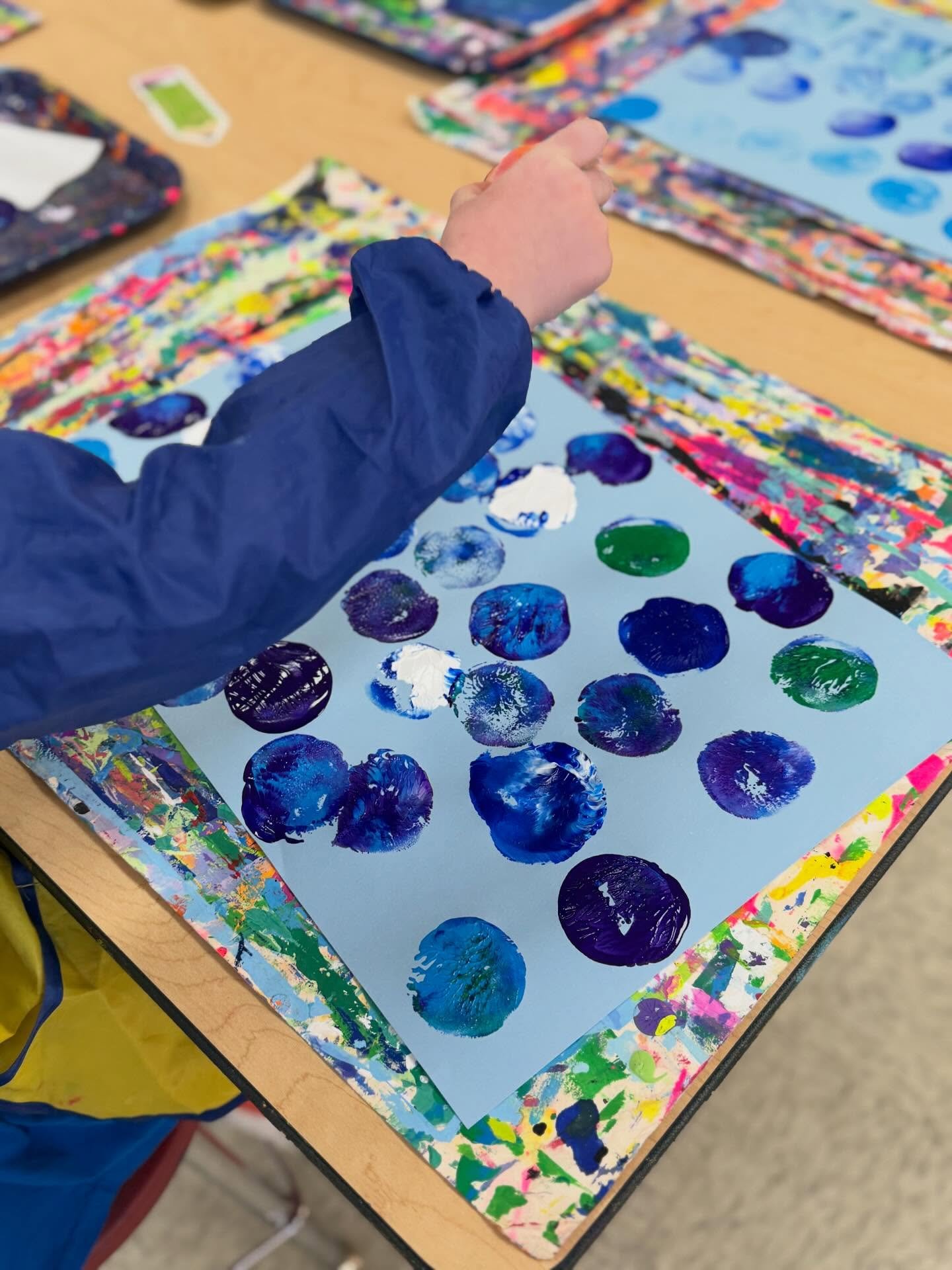 Preschool Printmaking with cool colors was lots of fun !!!#fapawilton #wiltonwayct #preschoolart