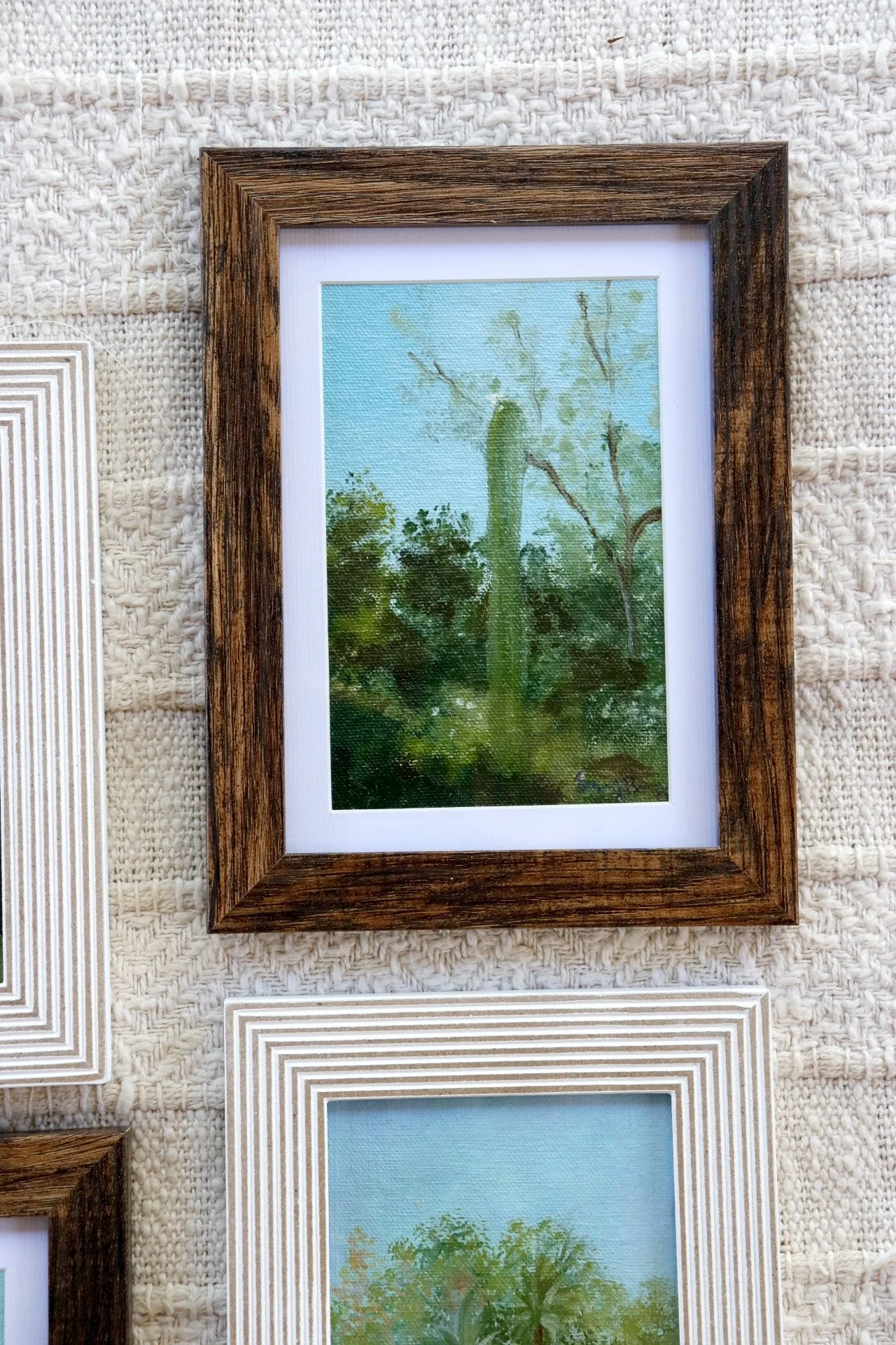 Saguaro in Bloom
Oil on raw canvas. 6 x 8 inches. 
$65
