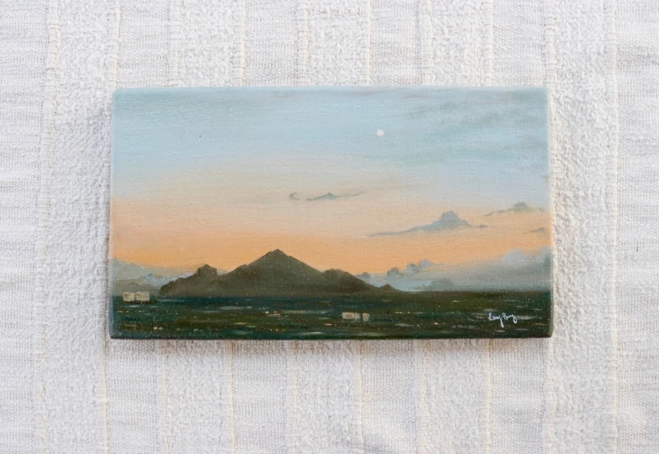 Quiet Over the Valley 

One of the first paintings I started upon moving back to the desert. It was created almost as a way to familiarize myself with the city again, a way of grounding. 

Painted from the view out of Good Samaritan Hospital downtown