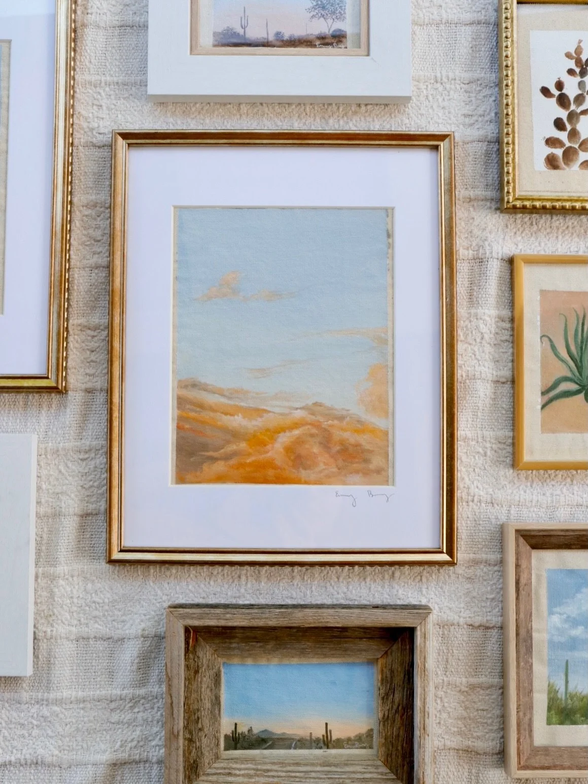 started painting these desert minis and arizona sunsets as a way to fall back in love with the desert again (hint: it&rsquo;s working) 🌵🌞 this simple practice quickly transformed and now these pieces can be found all over town, so amazed and gratef