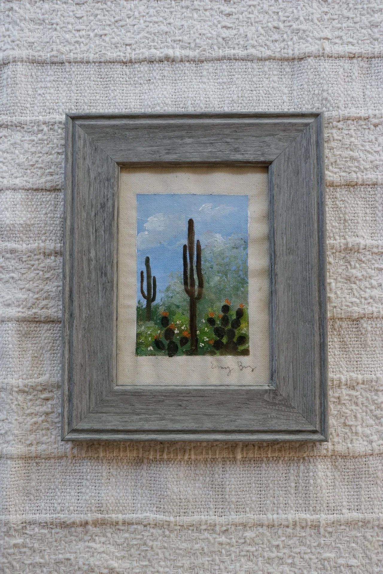 Prickly Pear Garden
OIl on raw canvas. 8 x 10 inches. 
$75