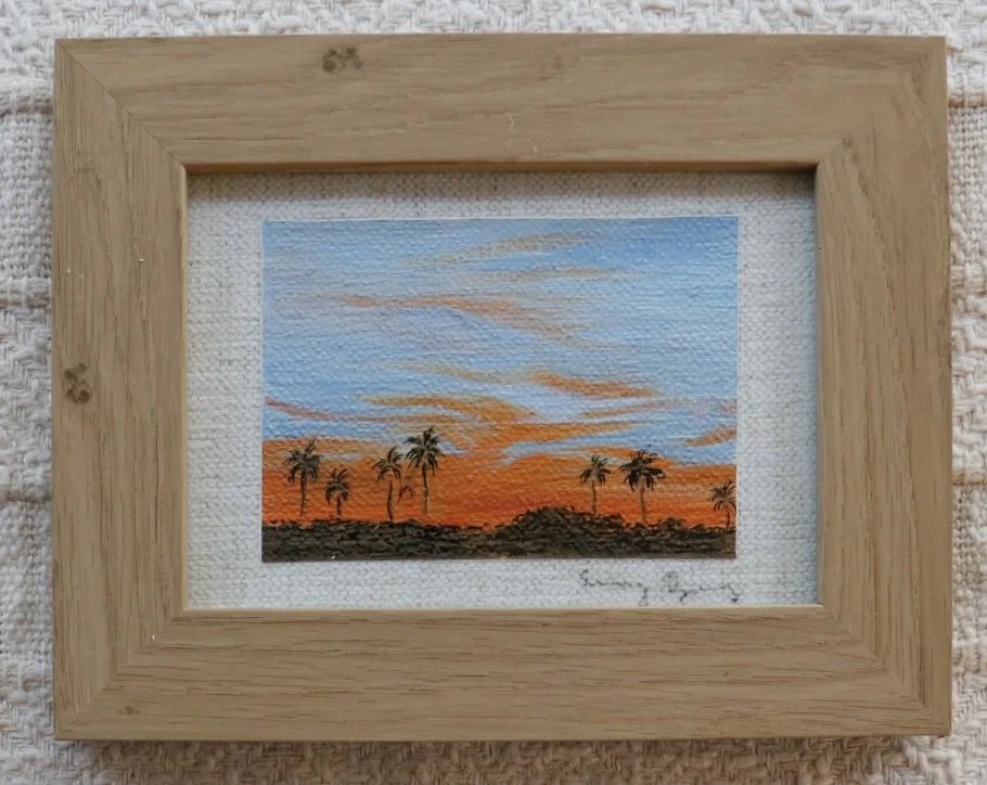 Summer Sun
Oil on up-cycled fabric. 8 x 10 inches. 
$75