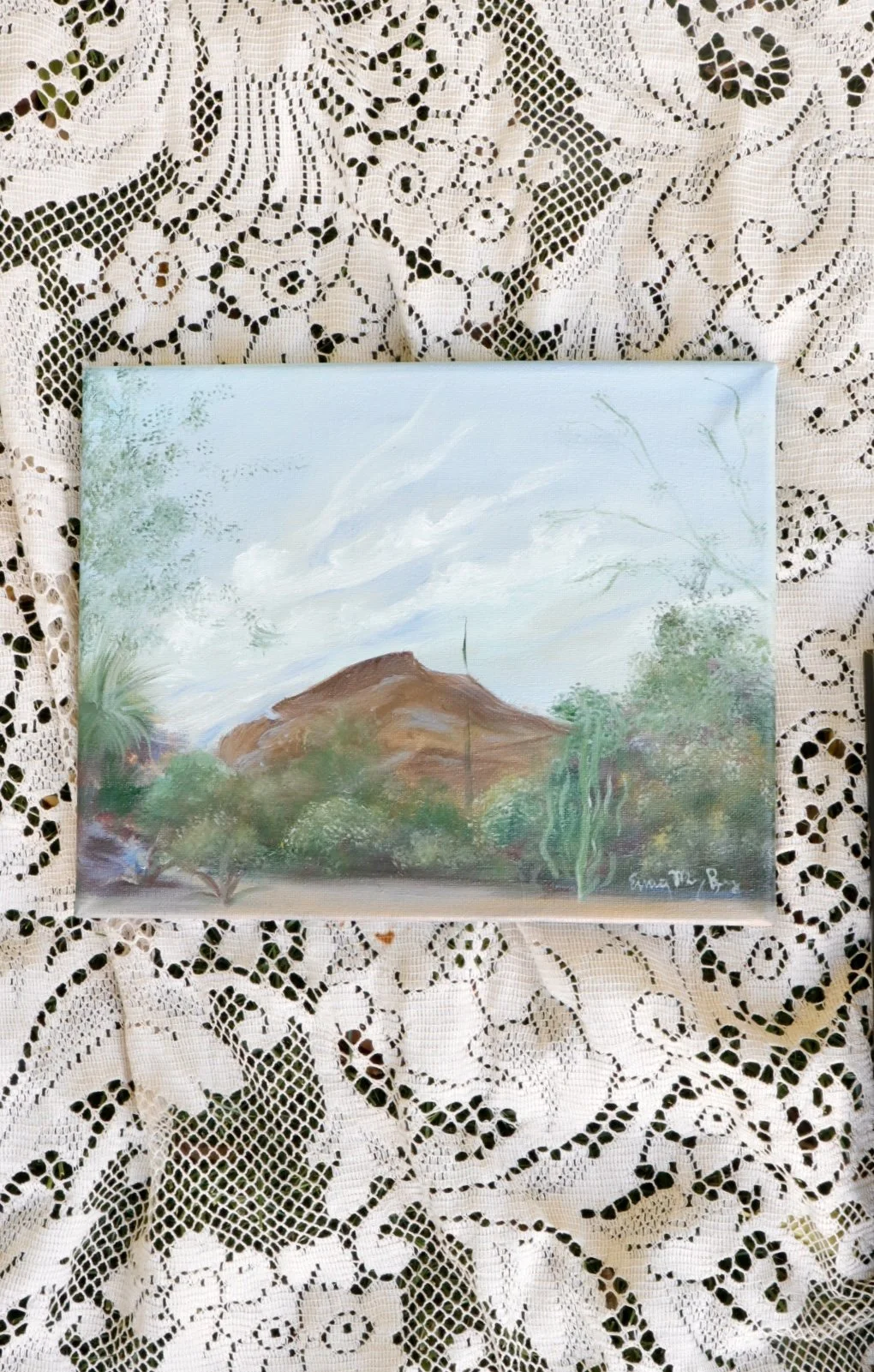 Papago with Cacti - Original Oil Painting