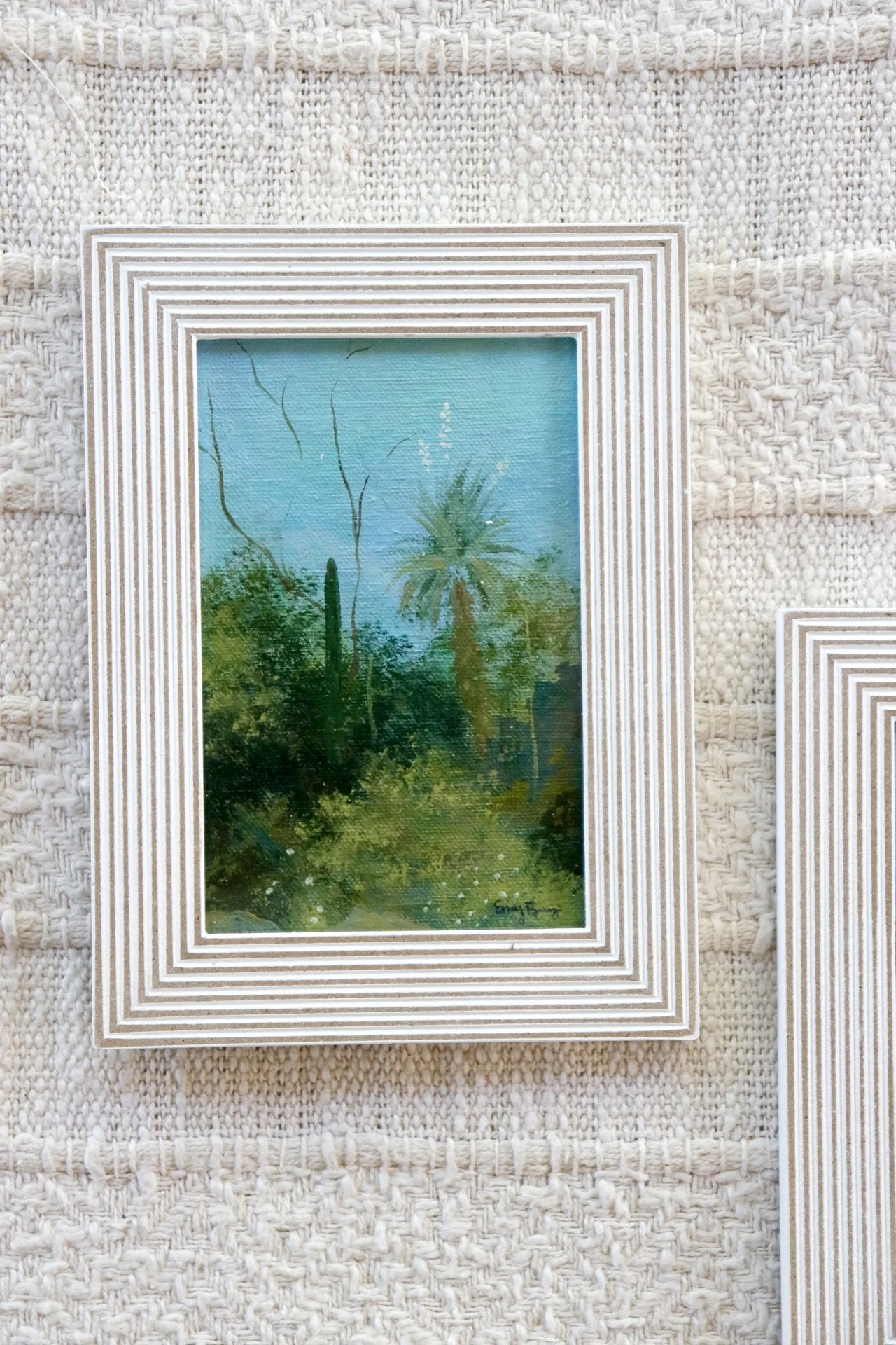 Cacti Among Wildflowers
Oil on raw canvas. 5 x 7 inches. 
$65