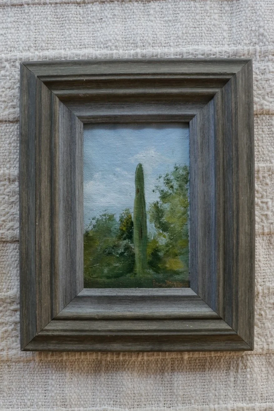 Solo Saguaro
Oil on raw canvas. 8 x 10 inches. 
Available at Leela Market.