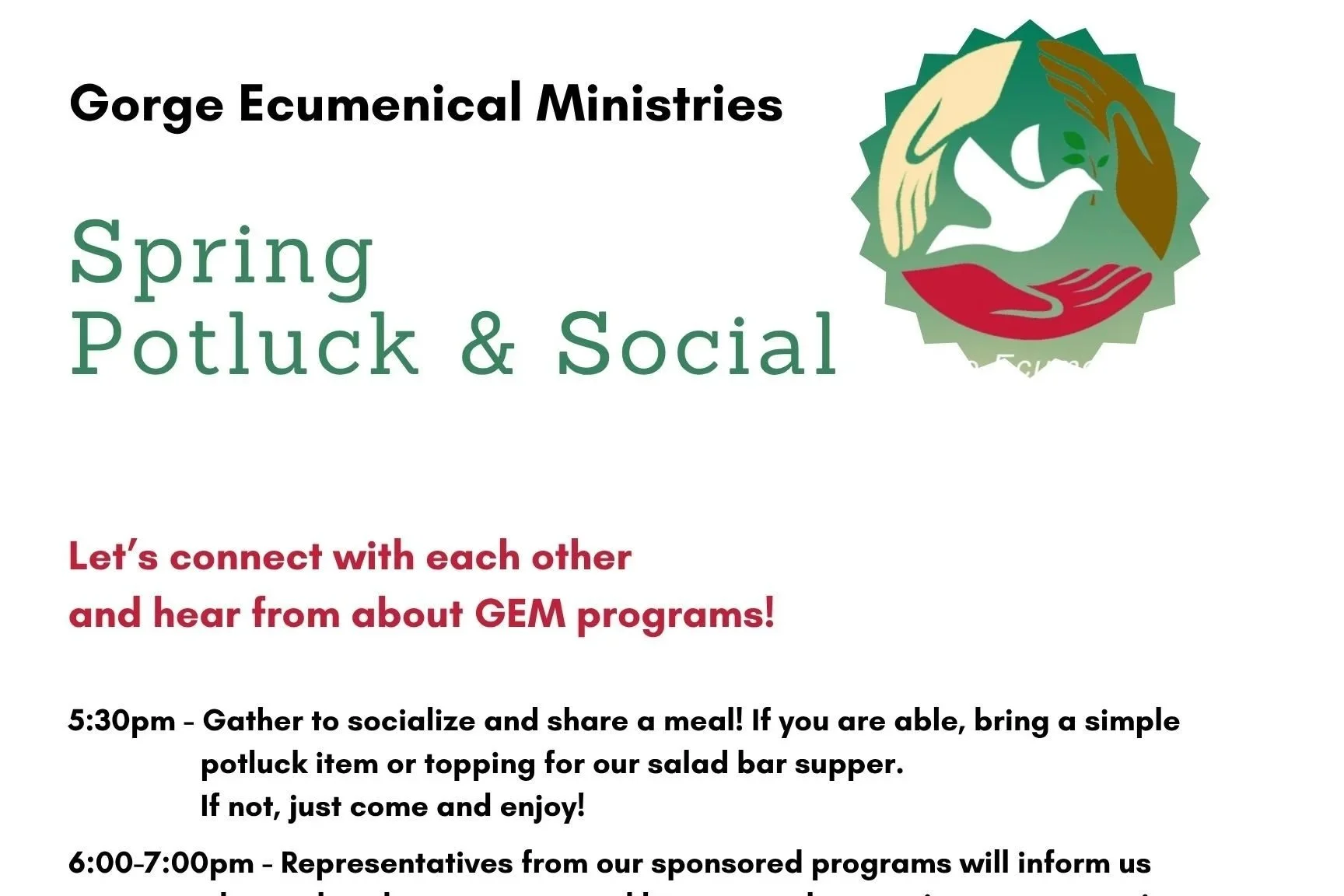 G.E.M. Spring Potluck Social