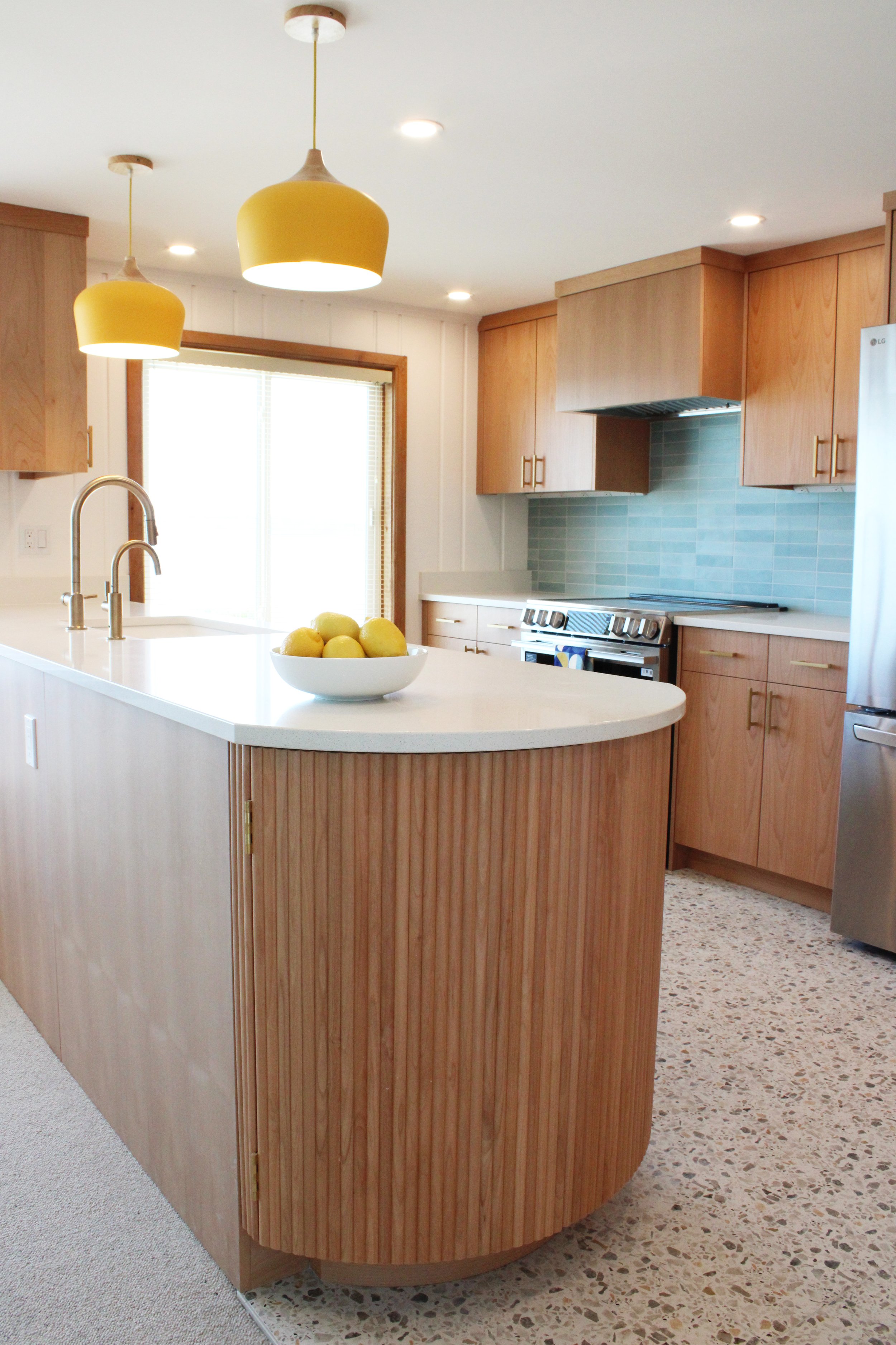 Interior Design. Home Remodel. Interior Designer. Whidbey Island. Whidbey Island interior design. Whidbey Island interior designer. Spatial Design. Kitchen with peninsula. Mid-century modern. MCM. 