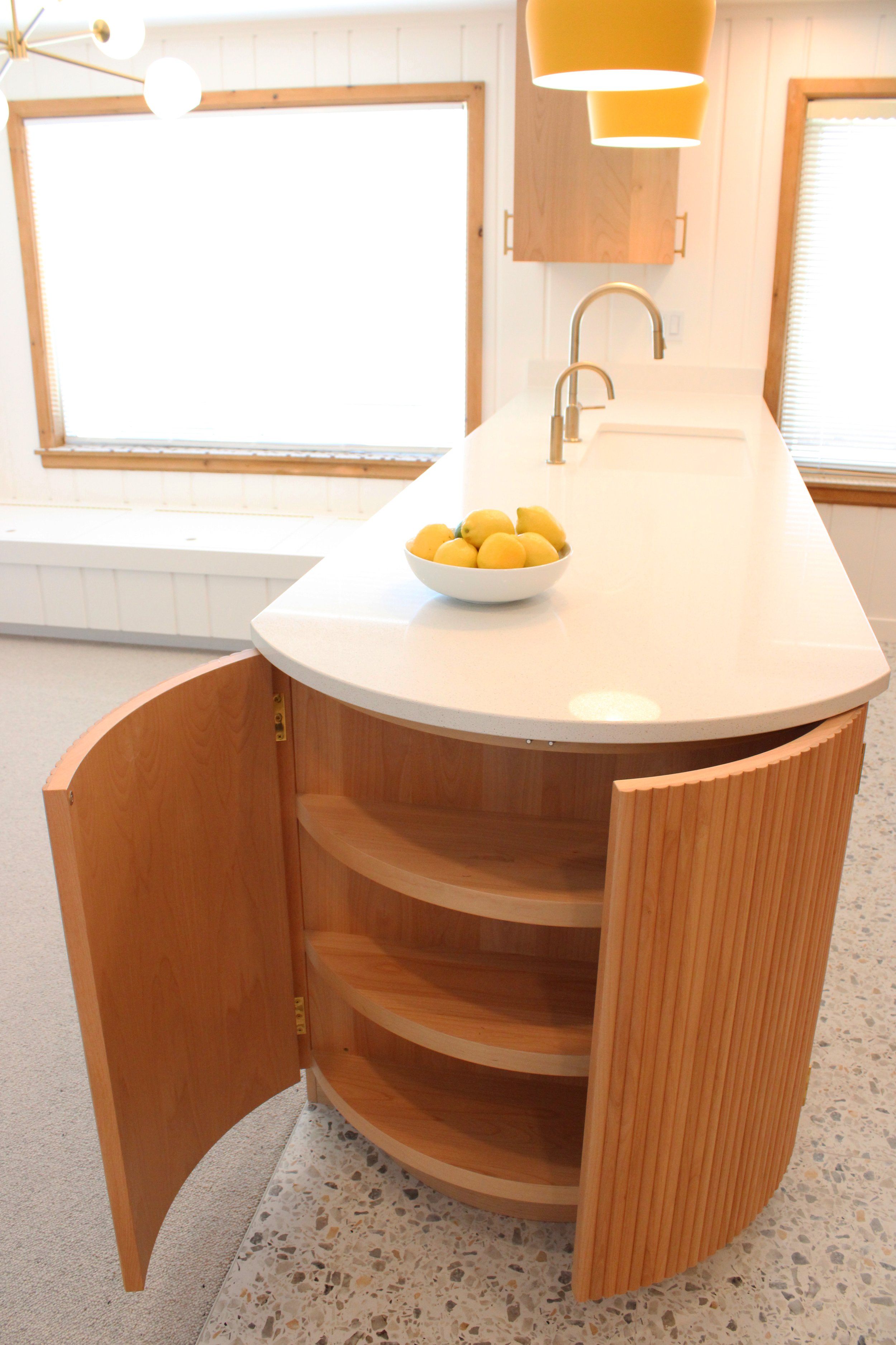 Interior Design. Home Remodel. Interior Designer. Whidbey Island. Whidbey Island interior design. Whidbey Island interior designer. Spatial Design. Kitchen with peninsula. Mid-century modern. MCM. 