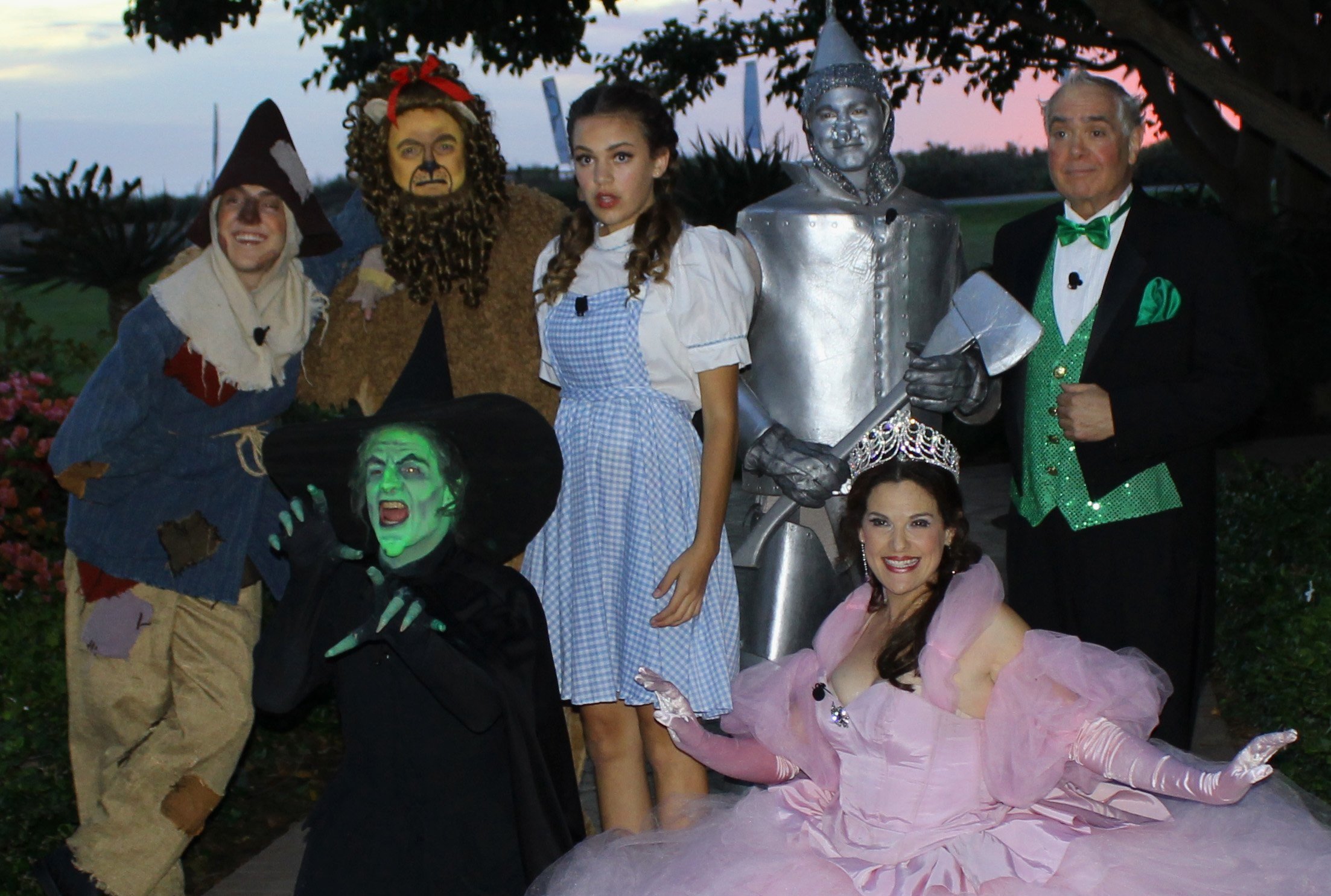 Wizard of Oz themed character performers including Dorothy, Scarecrow, Tin Man, and Cowardly Lion for immersive event entertainment and themed parties.
