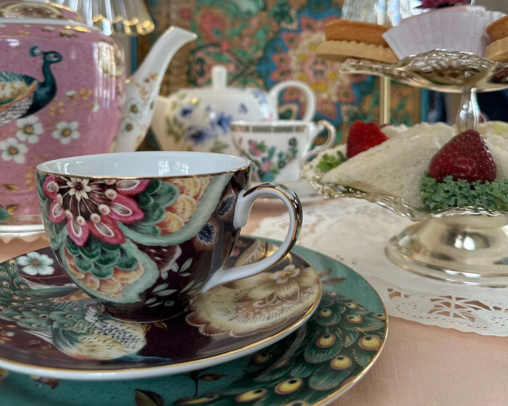 Elegant afternoon tea service in Monterey featuring scones with homemade clotted cream and premium teas