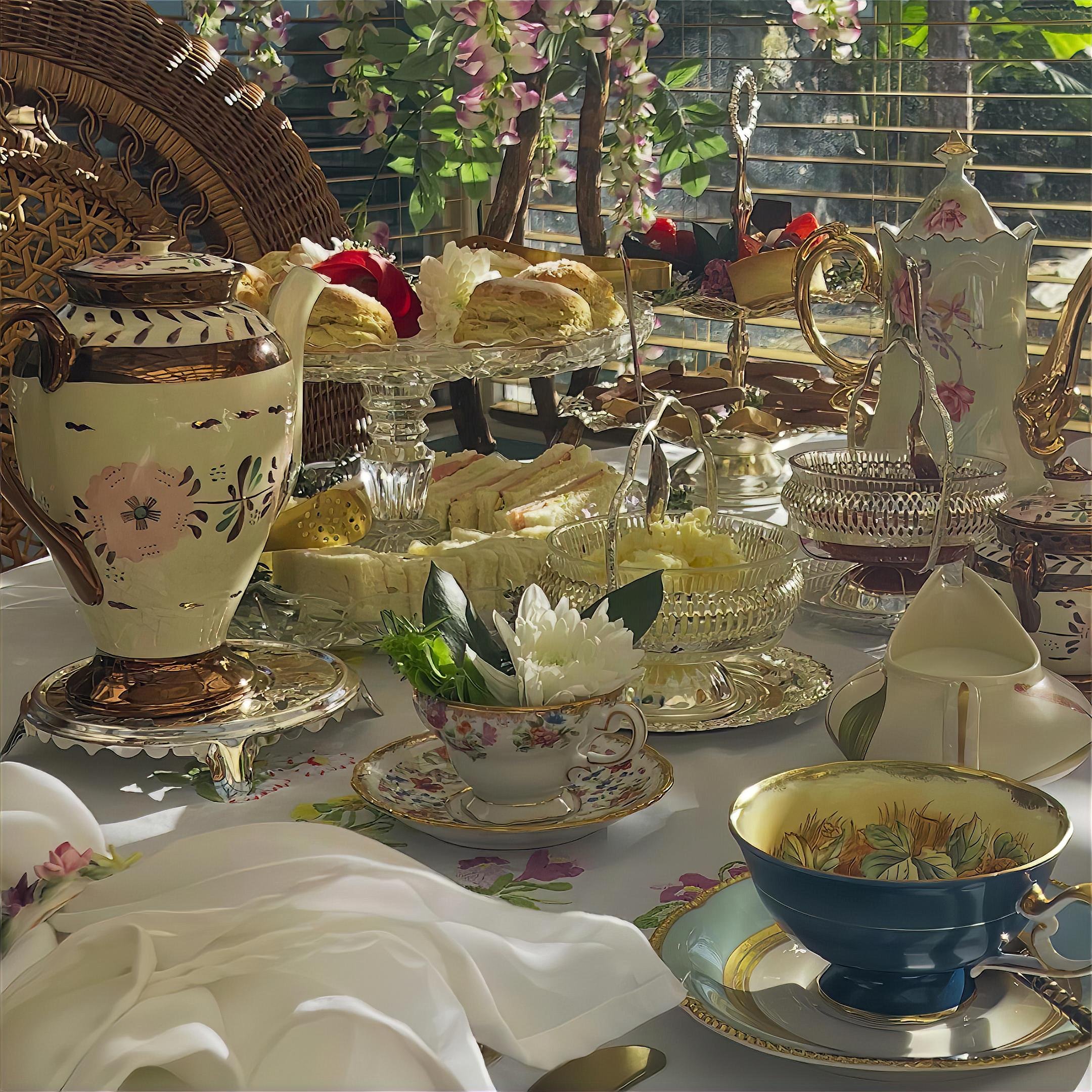Rosemary & Thyme High Teas elegant afternoon tea experience in Monterey California with beautifully styled table setting
