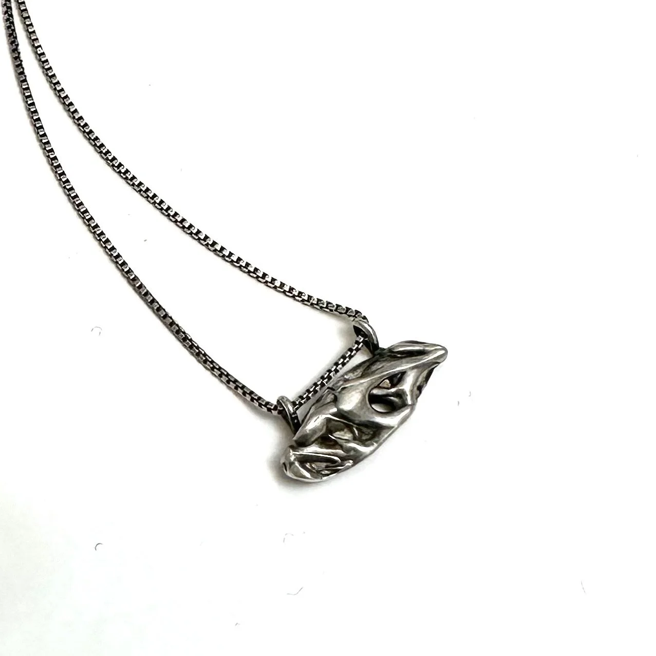 Abstract Antiqued Layered Sterling Silver Cast Oval Bar Necklace