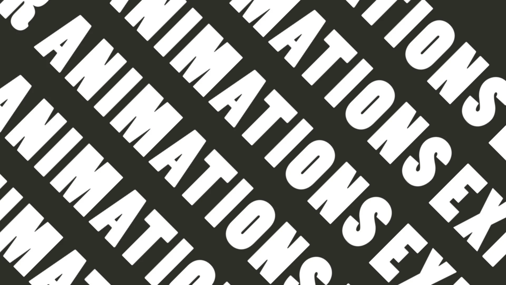 Een afbeelding met herhalende tekst in witte letters op een zwarte achtergrond, waarin woorden en letters diagonale patronen vormen en overlappen.
