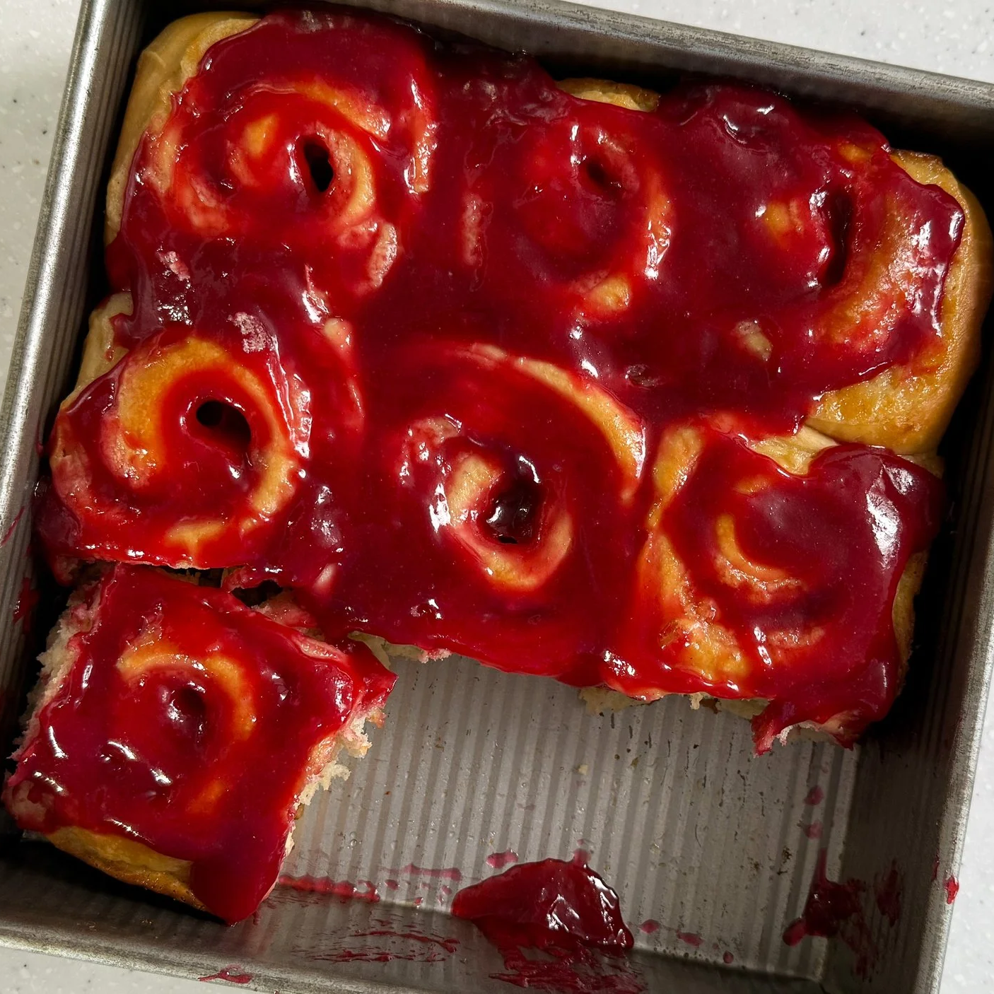 Cream Cheese Sweet Rolls with Raspberry Icing