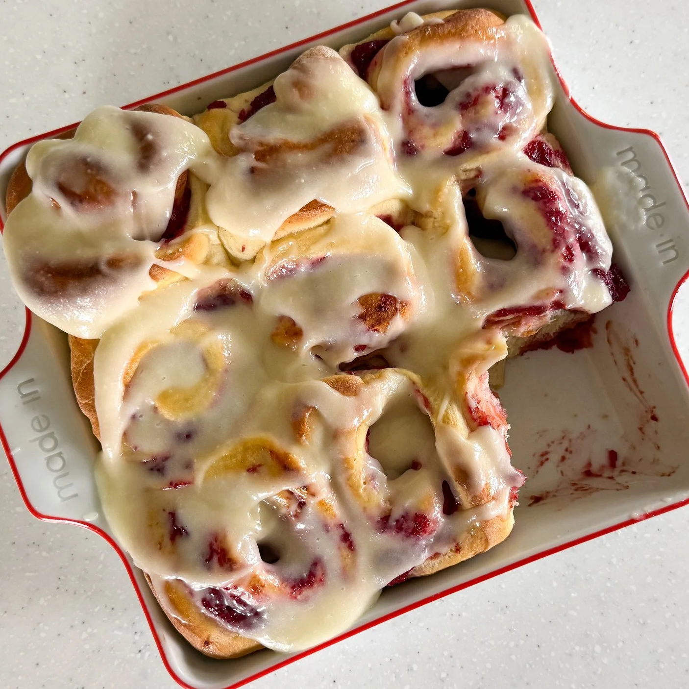 Sour Cherry Rolls with Cream Cheese Icing