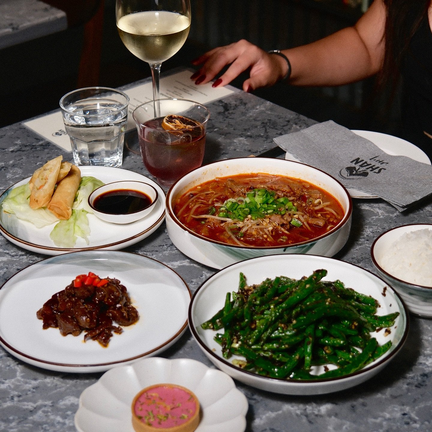 Join us at Shan for an exquisite five-course Restaurant Week dinner menu for just $60 ⭐🍽️ Featuring Chicken with Szechuan Pepper, Vegetable Spring Roll, String Beans with Mustard Green, Scallion Beef with Vermicelli, and Raspberry Cream Cheese Tart.