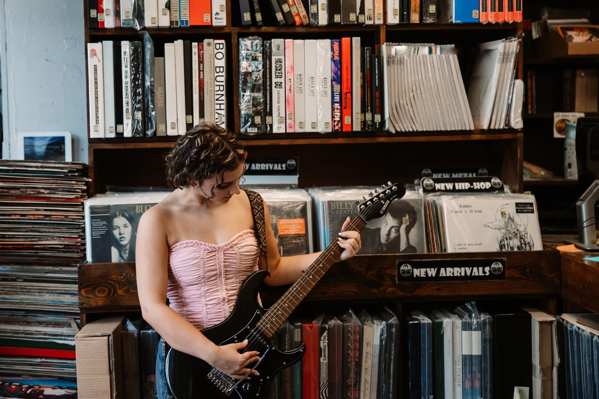 Senior photos at Attic Record Store in Millvale