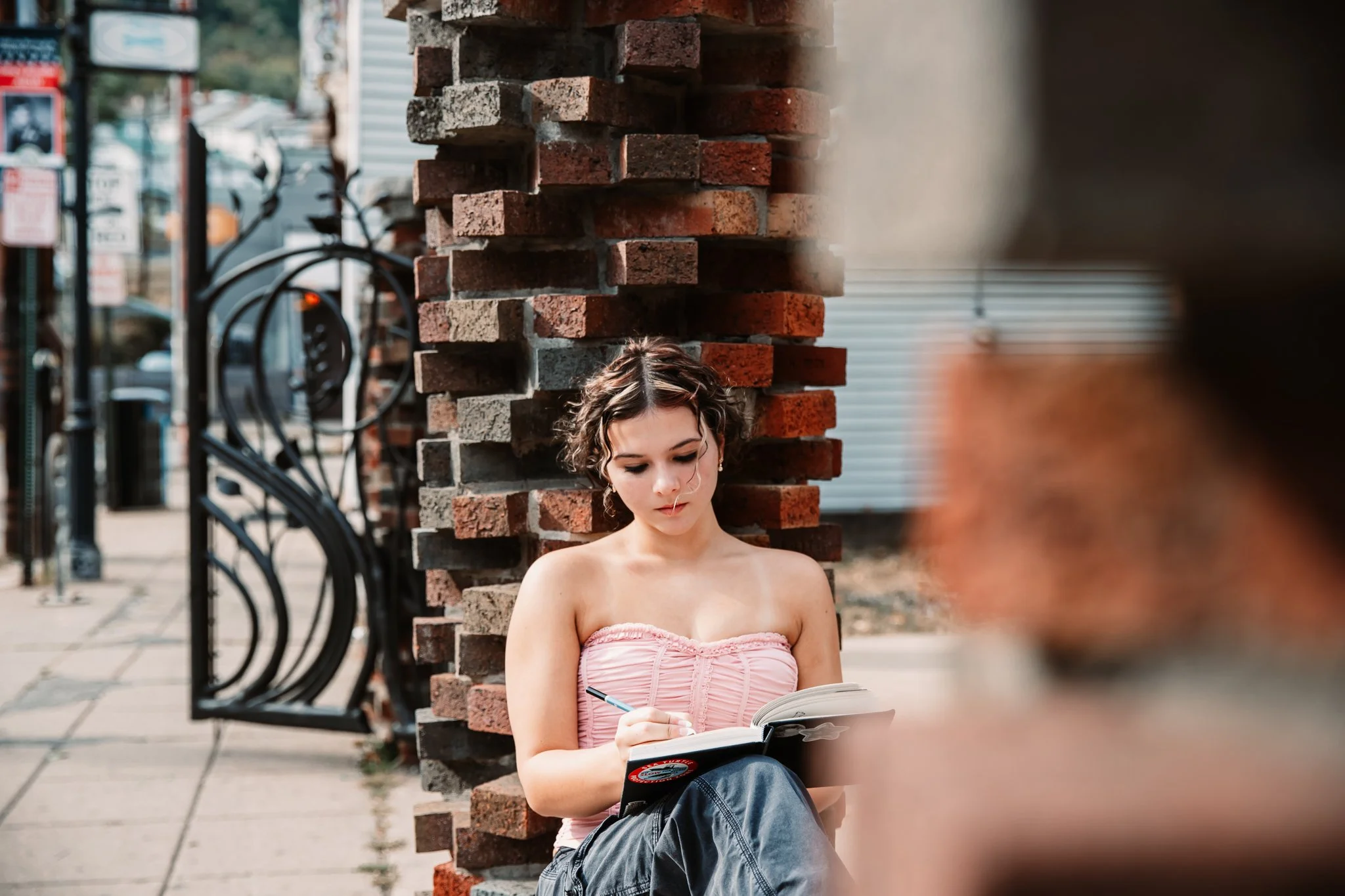 Senior girl drawing in Millvale Pennslyvania