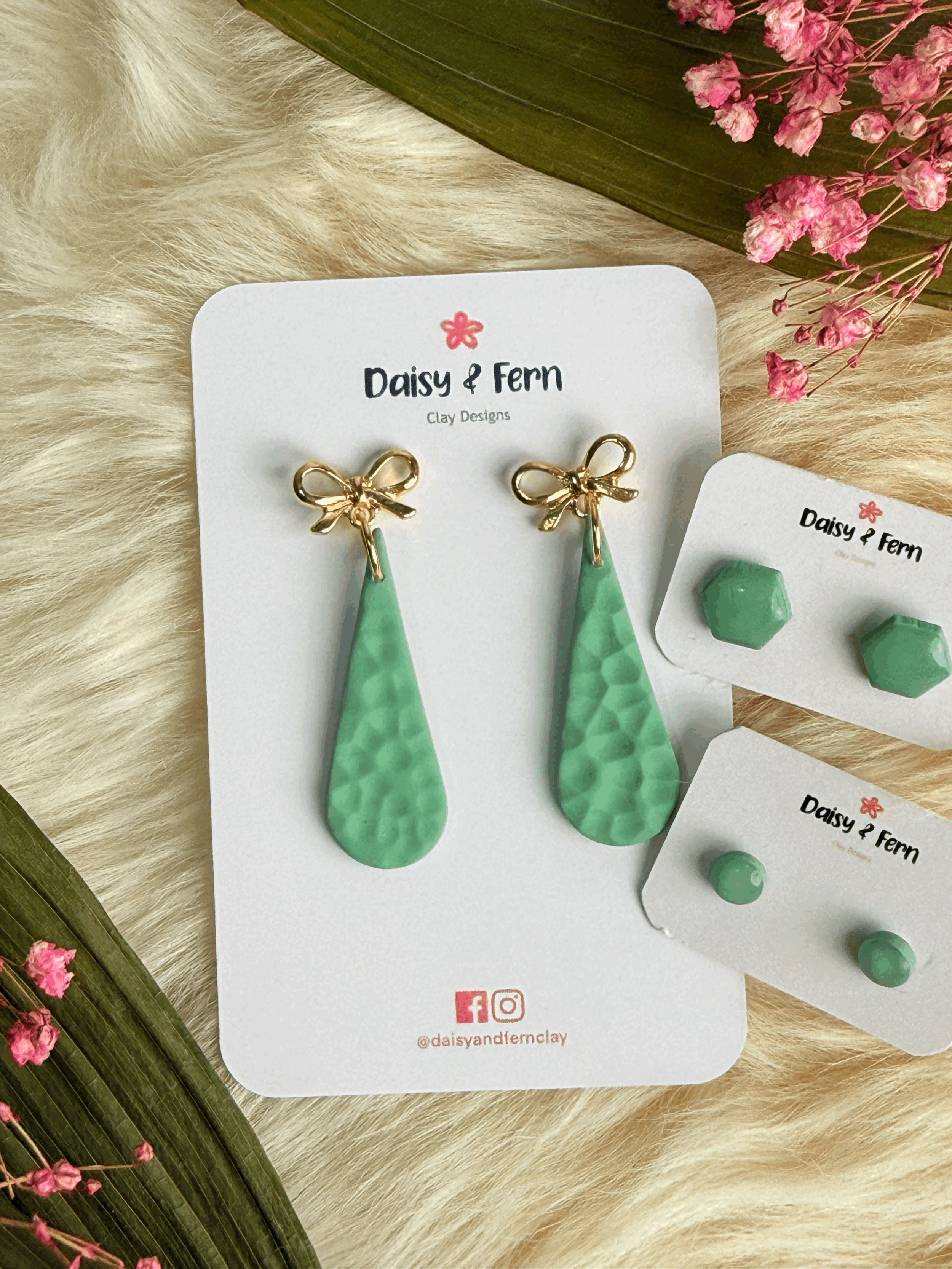 Coral Blue Bow Dangles