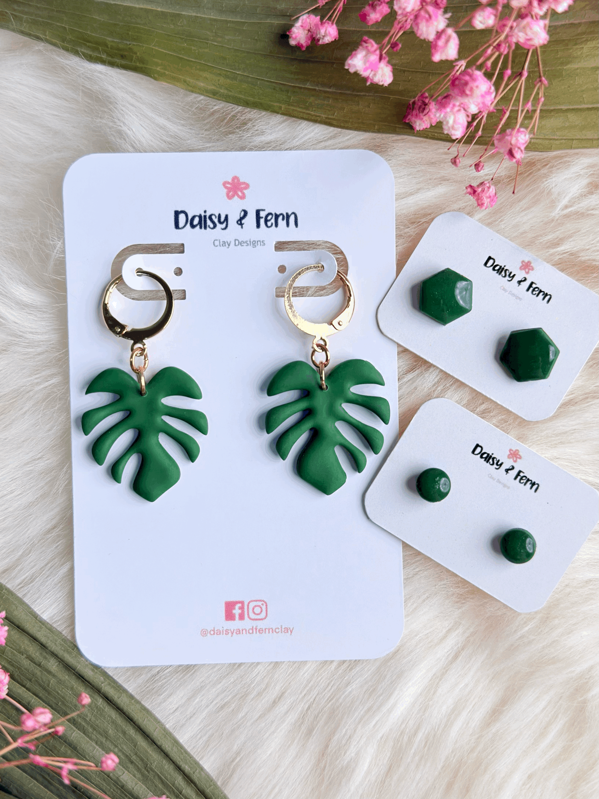 Monstera Leaf Huggie Hoops