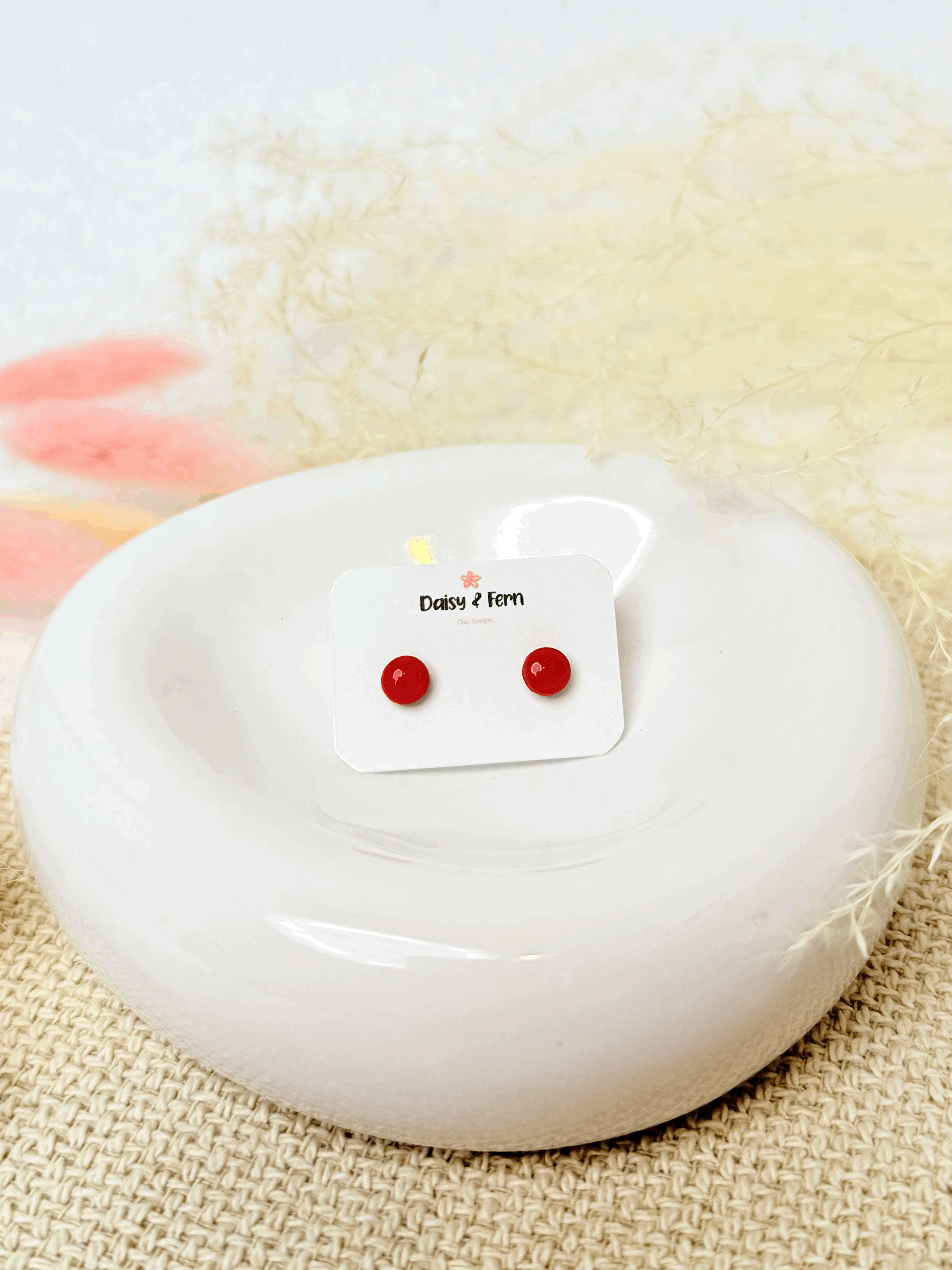 Honeycomb Orange circle stud earring. stainless steel post and back