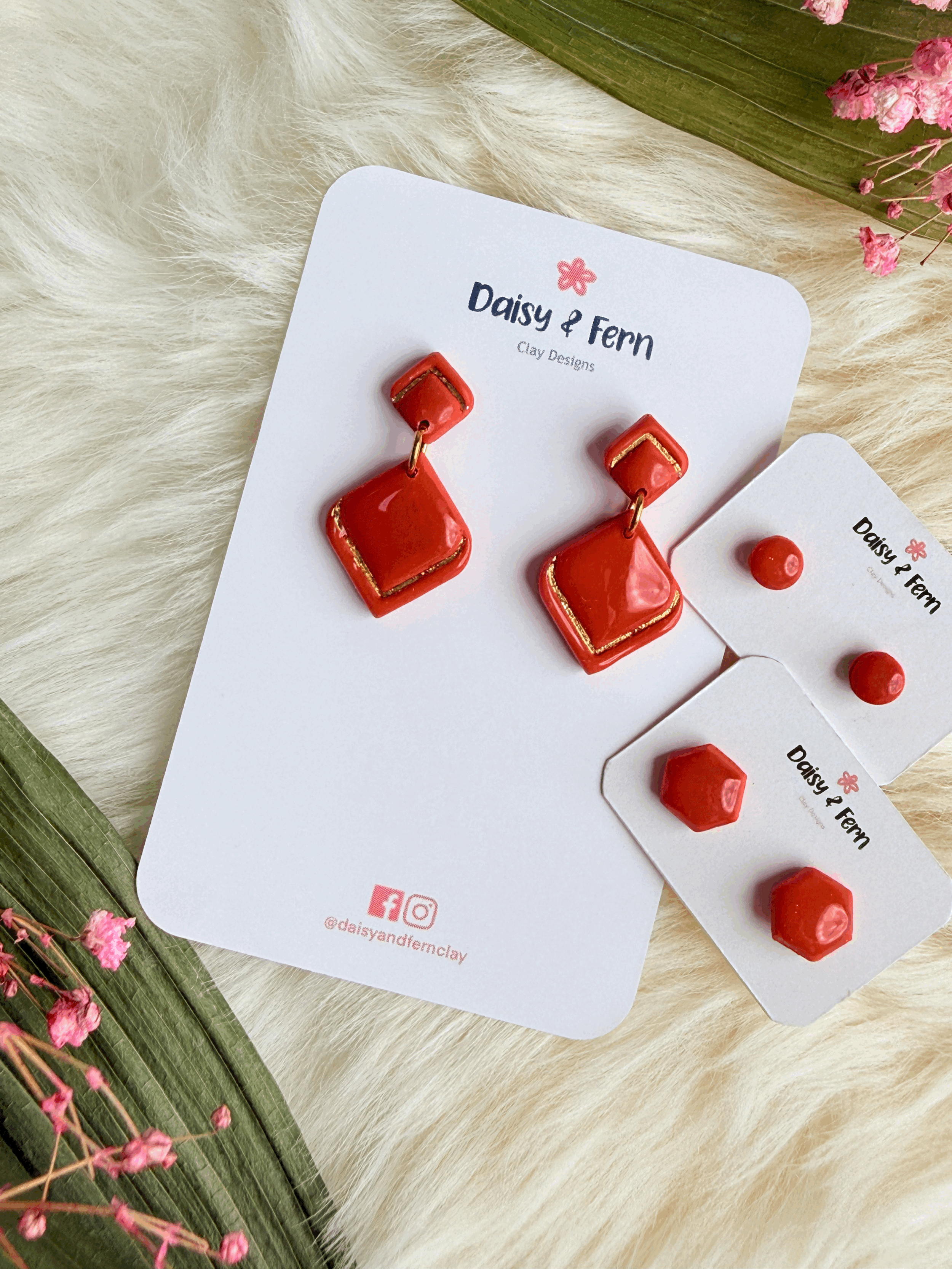 Honeycomb Orange Diamond Dangles