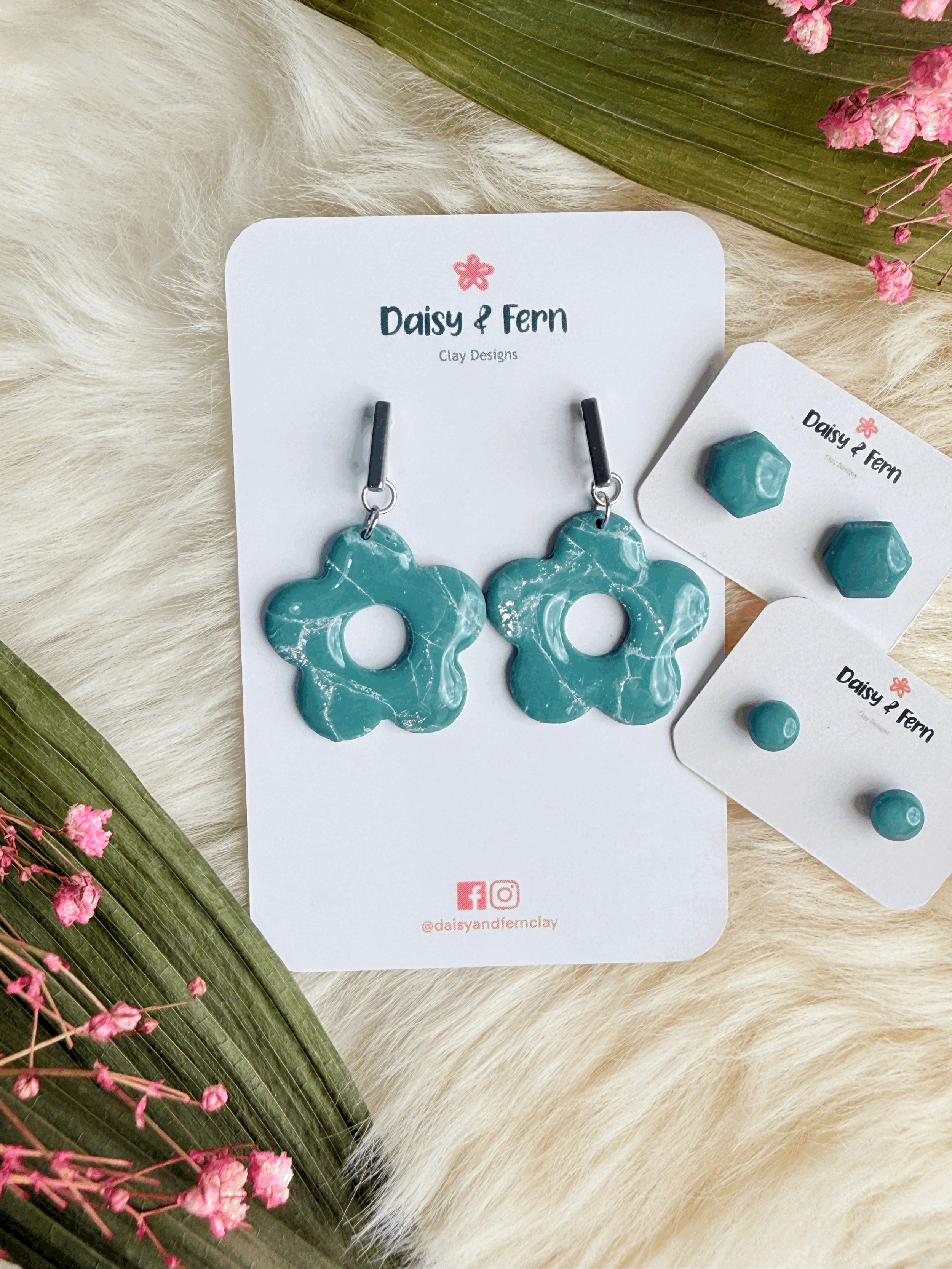 Turquoise Marble Donut Flowers