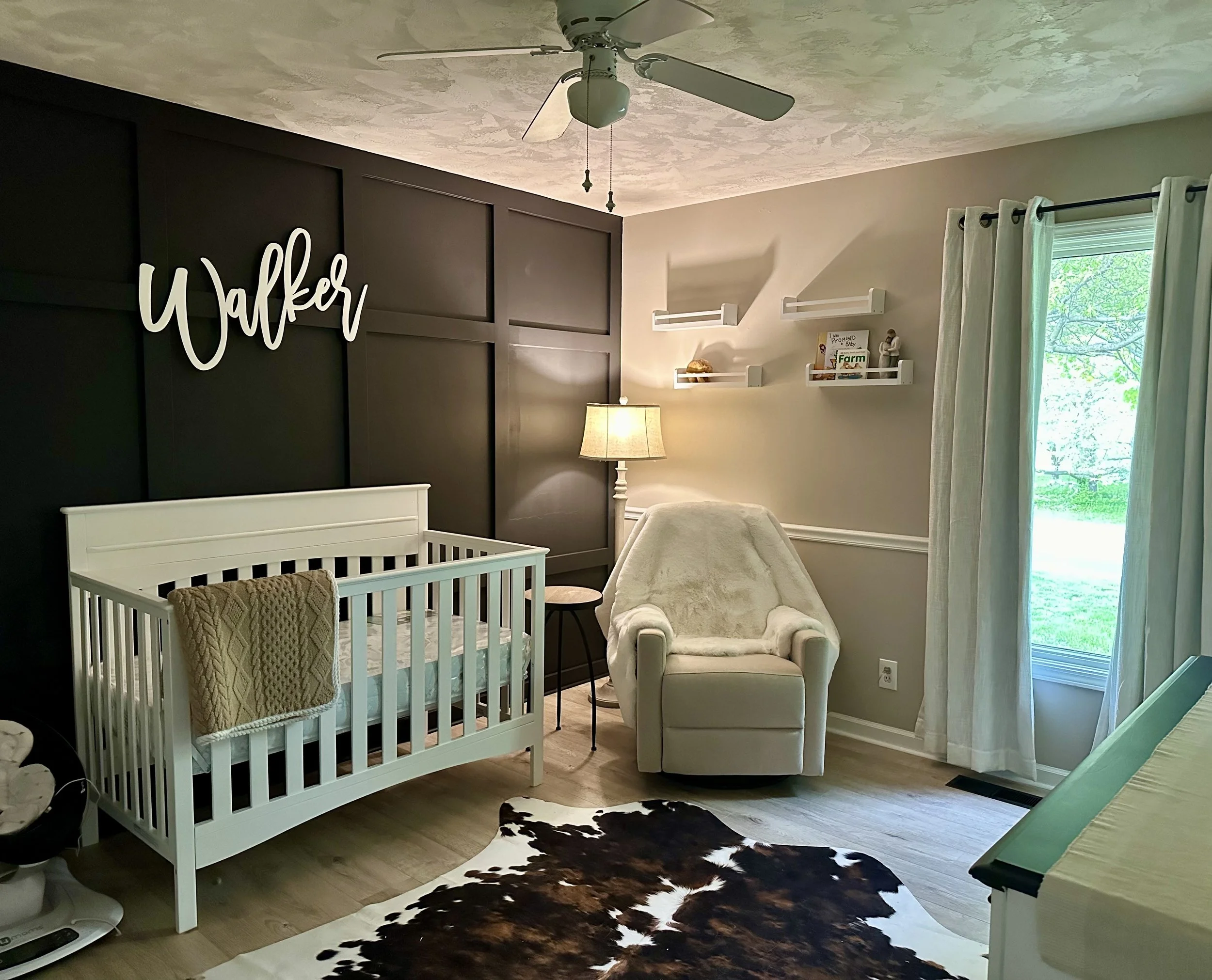 black accent wall nursery