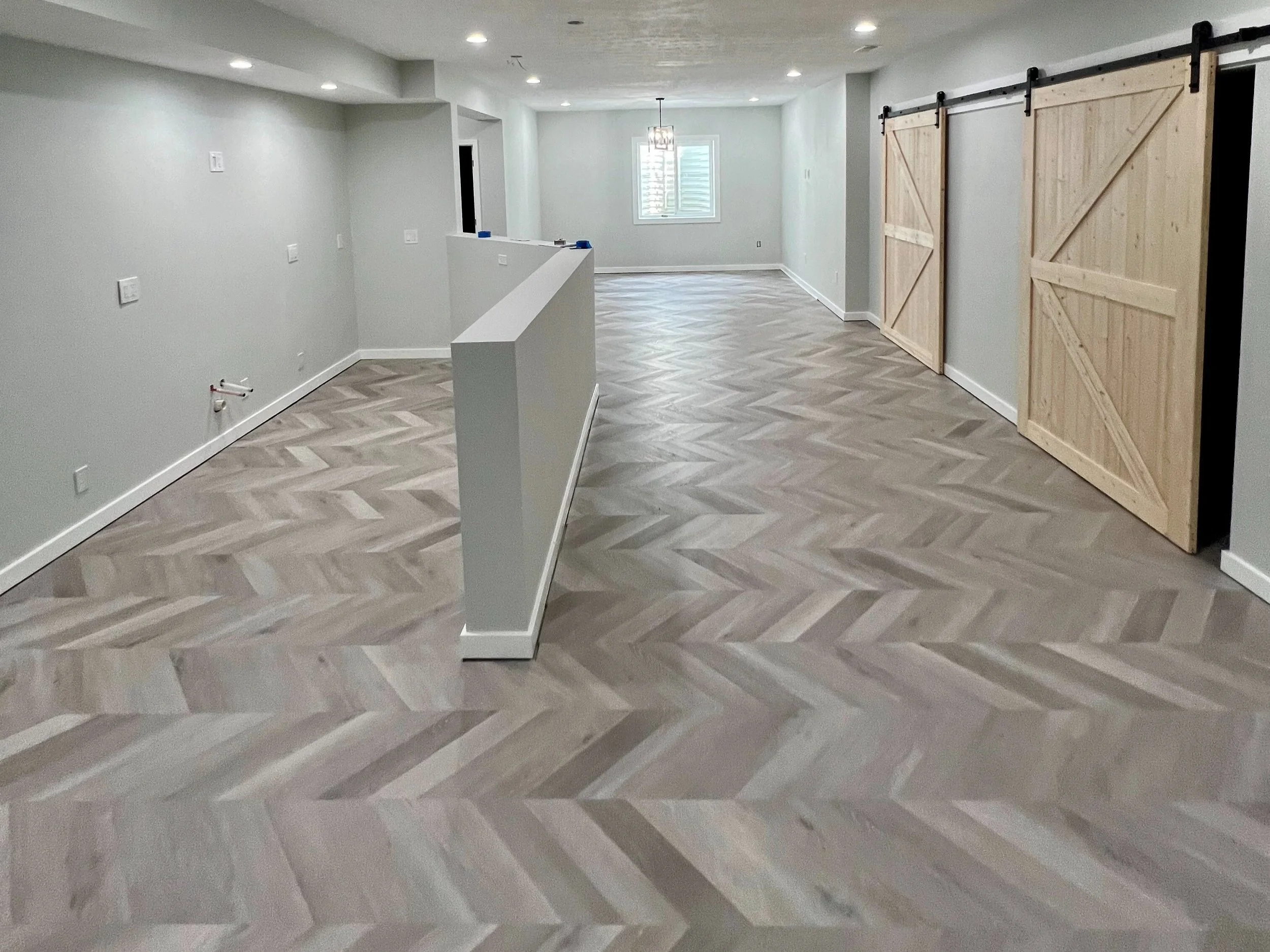 gray lvp flooring chevron