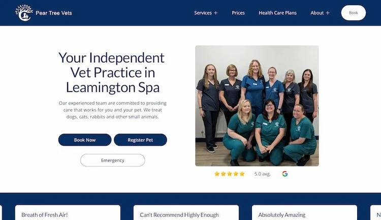 Pear Tree Vets website