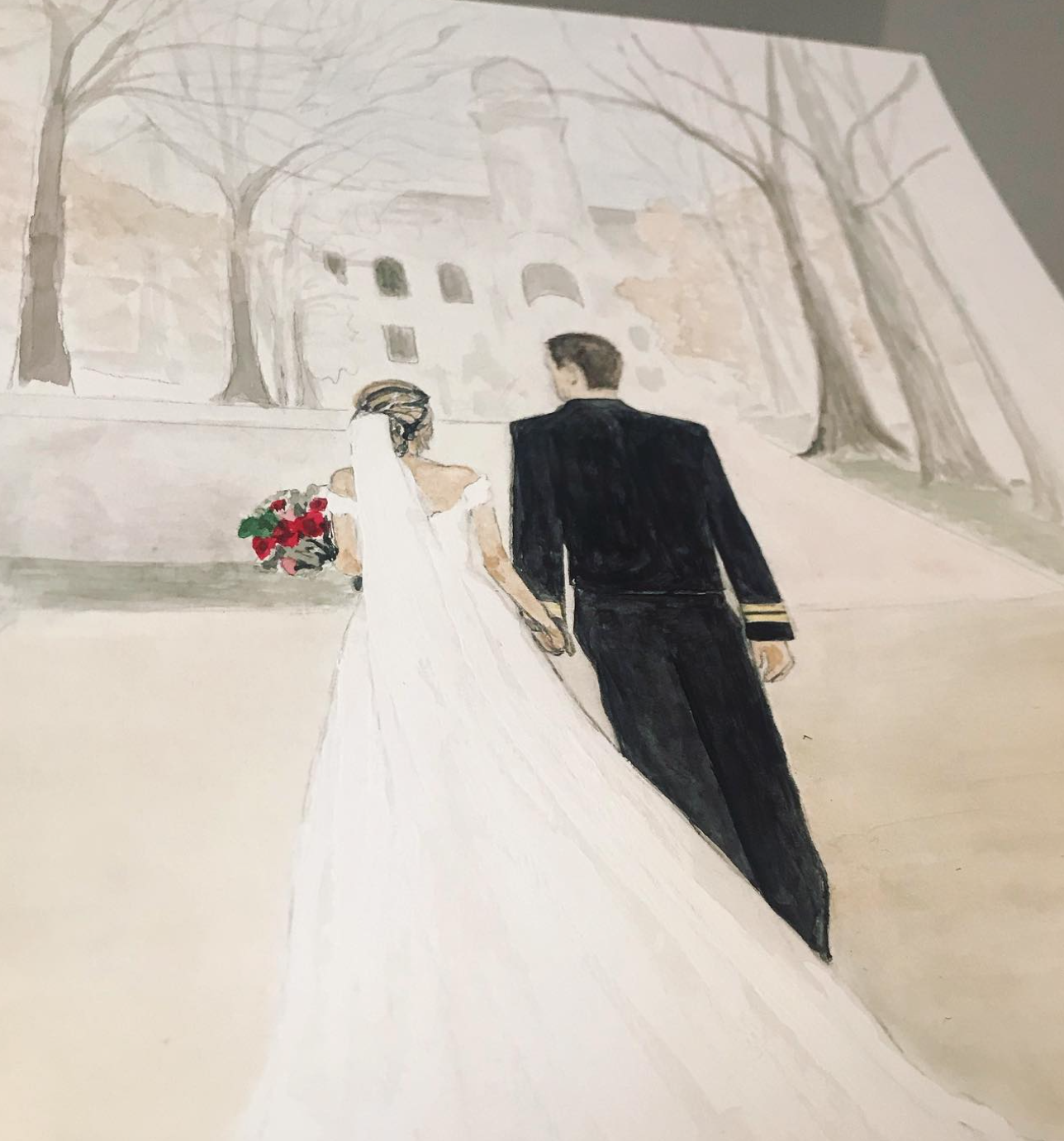 Watercolor Wedding Portrait