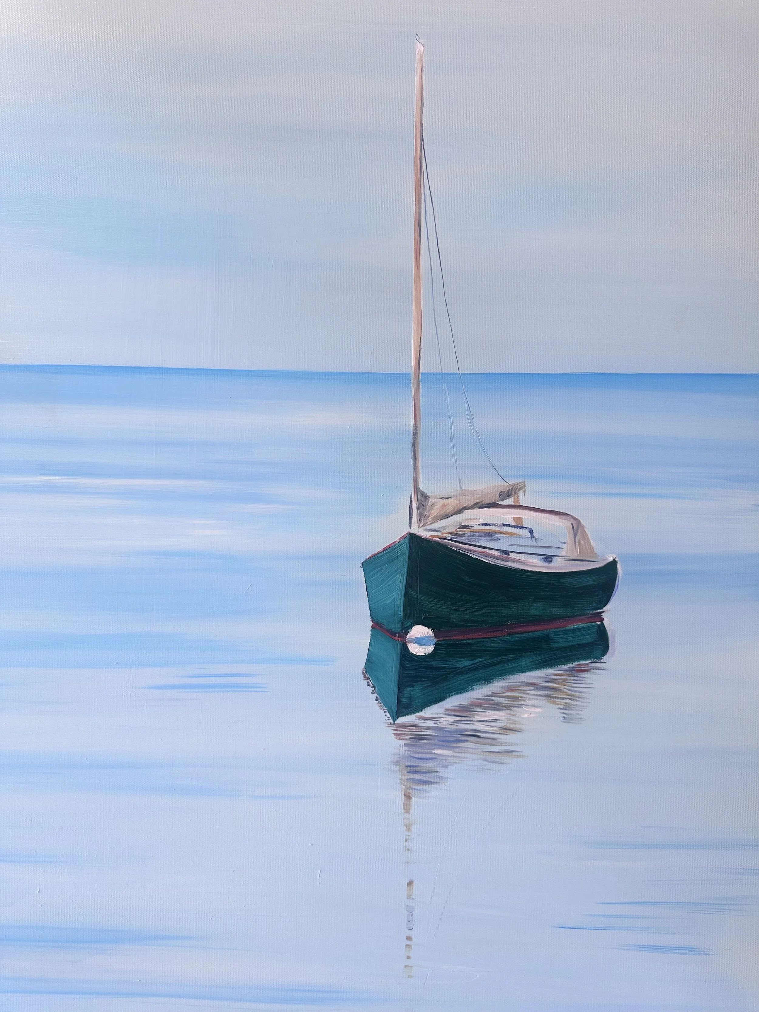 Green Sailboat Original Art .jpg