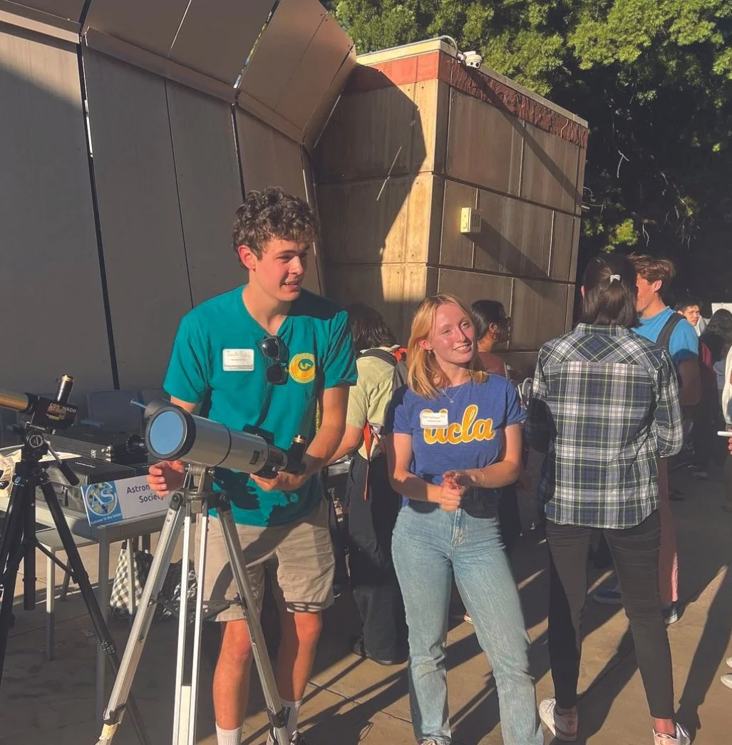  Club officers Jack and Anna present our club at UCLA ‘s New Student Orientation and explain how solar telescopes work. 