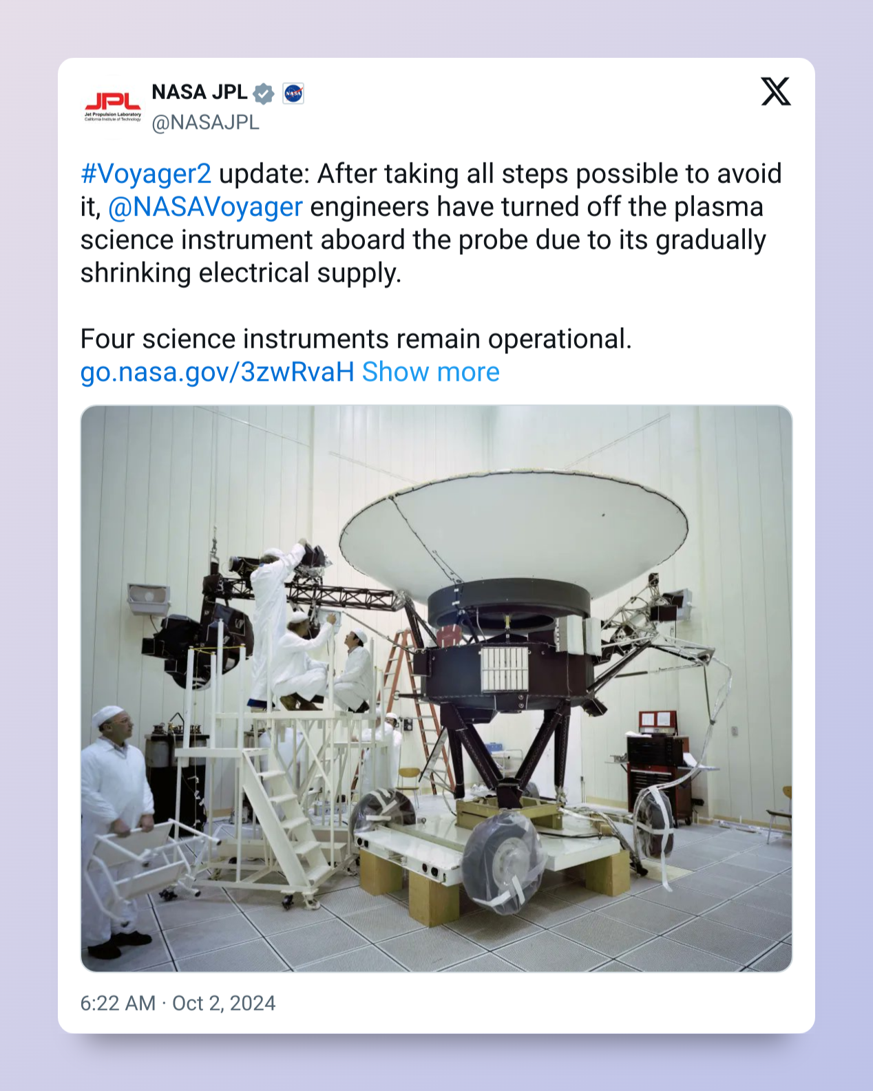 NASA shuts down a Voyager 2 instrument, hopes to save power for the spacecraft's future