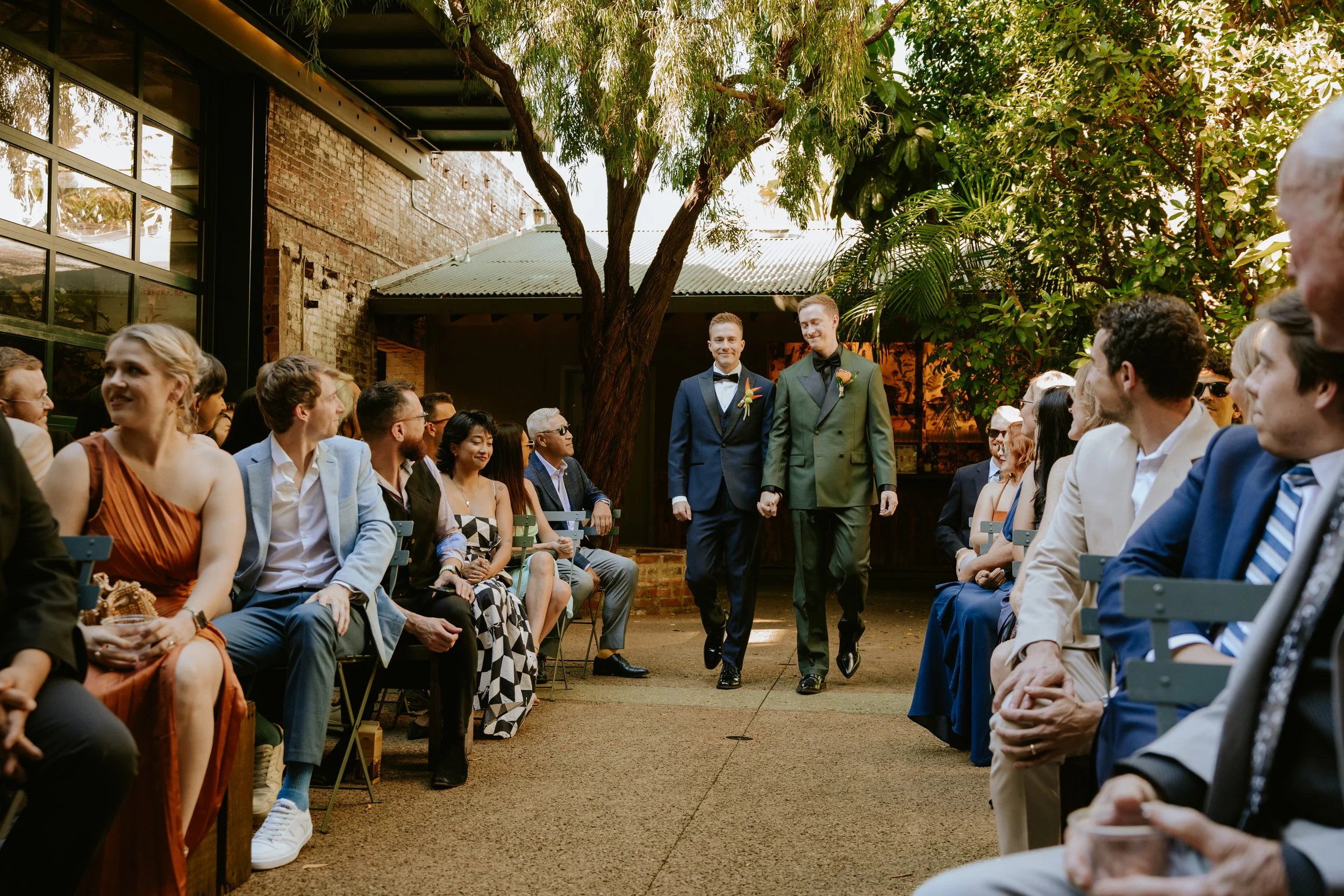 Wedding couple walking down the aisle together at Millwick in DTLA