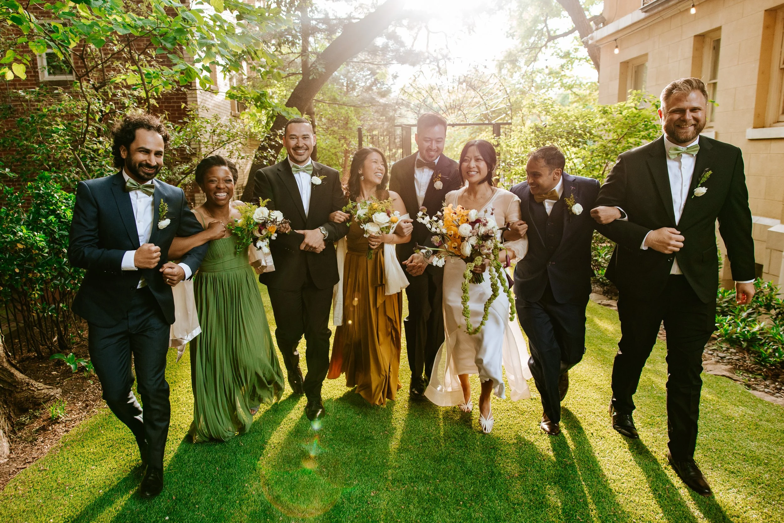 Bridal party in the outdoor garden at Josephine Butler Parks Center