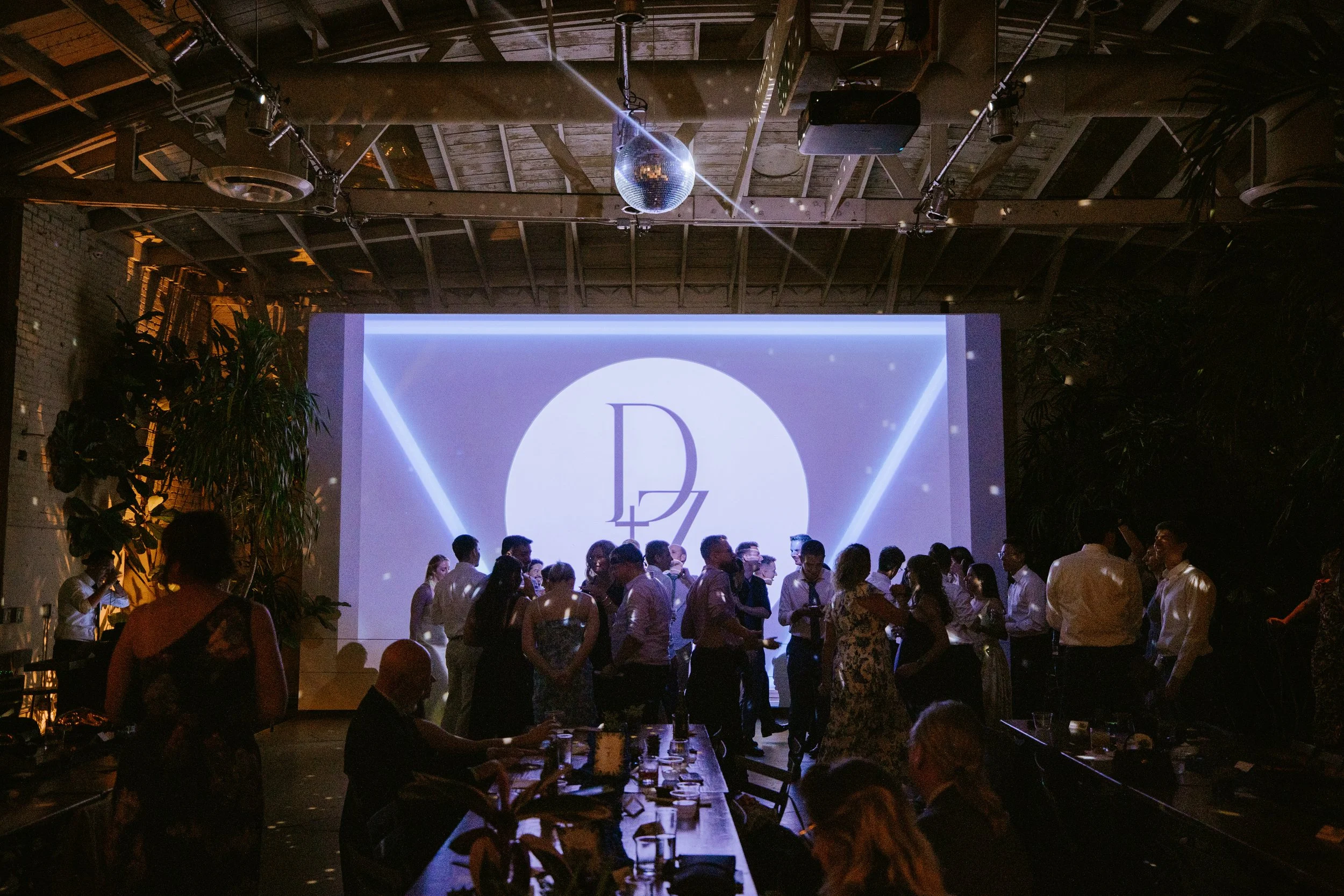 wedding reception late night wide shot