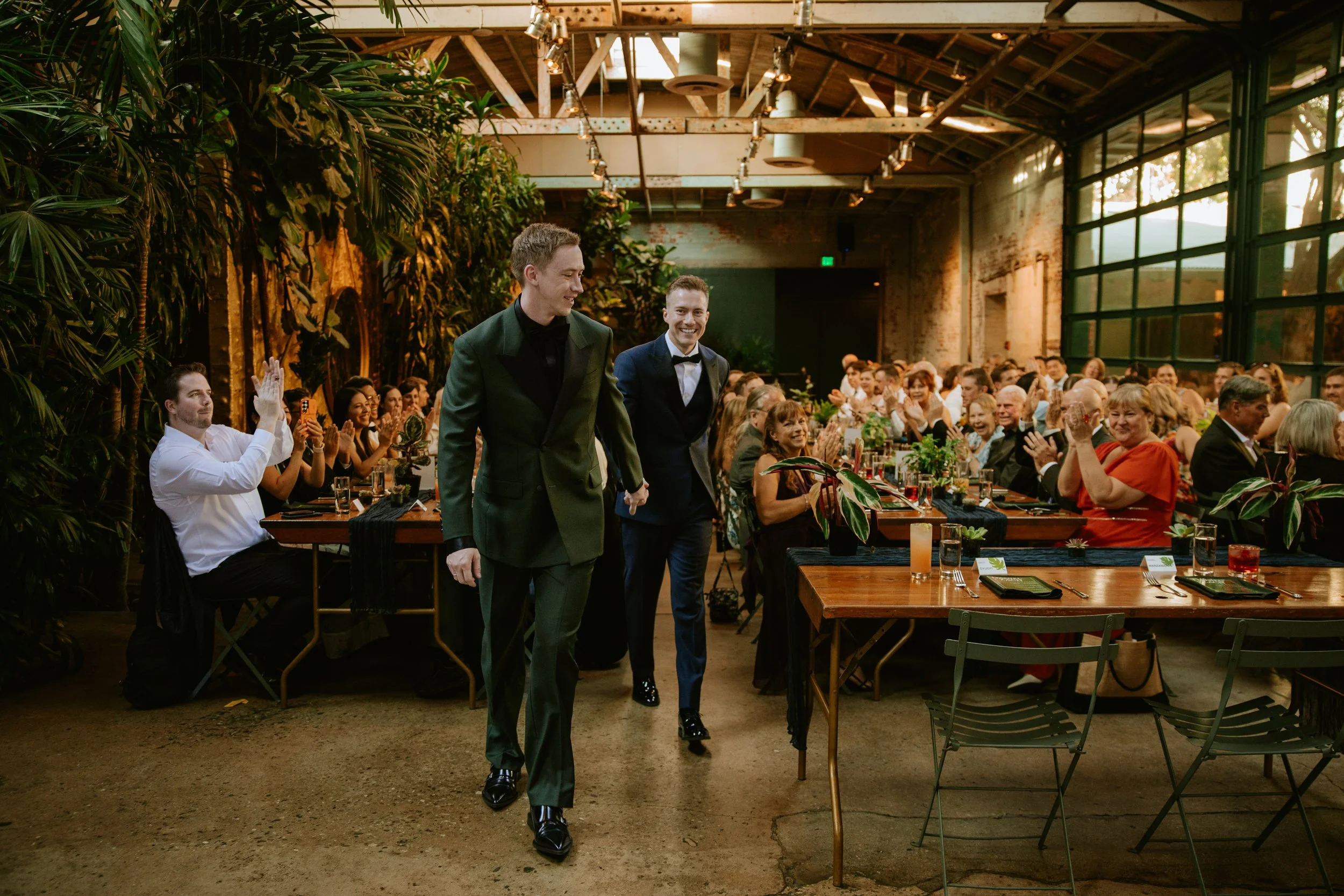 Wedding couple entering for their first dance at Millwick in DTLA