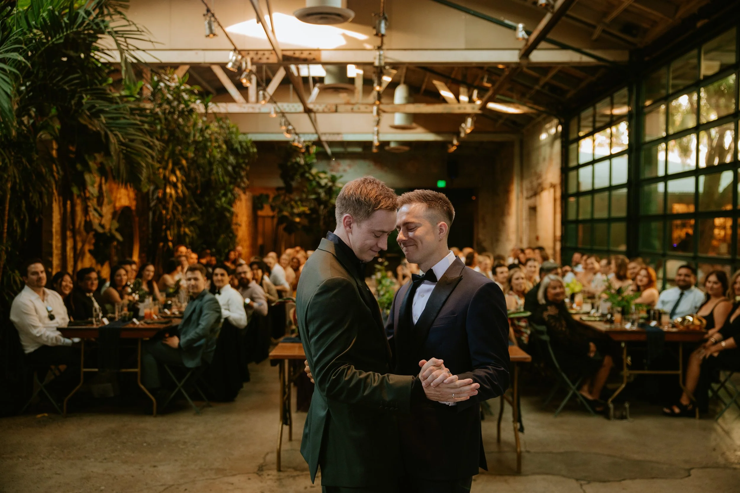 Wedding couple enjoying their first dance