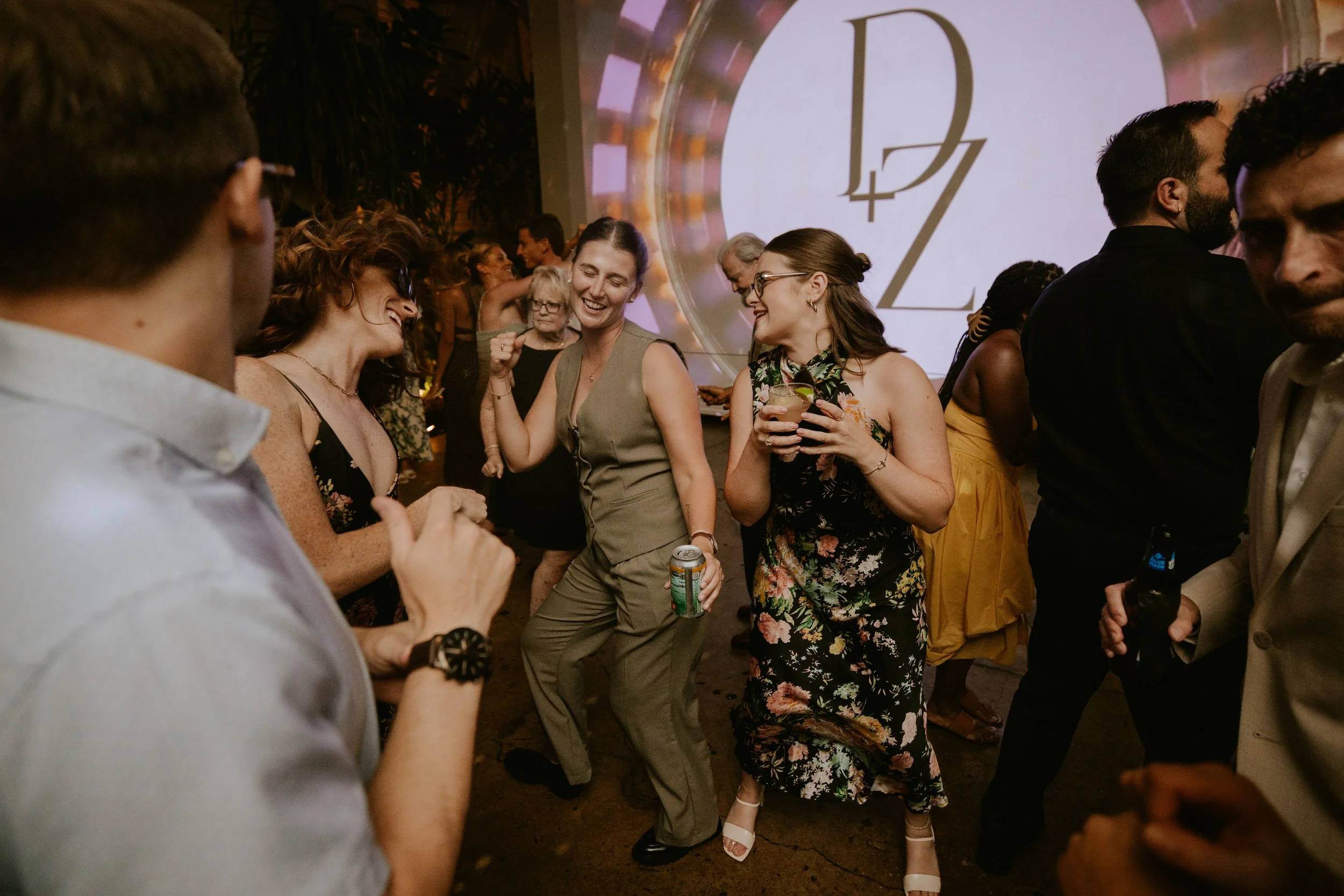 Wedding guests dancing