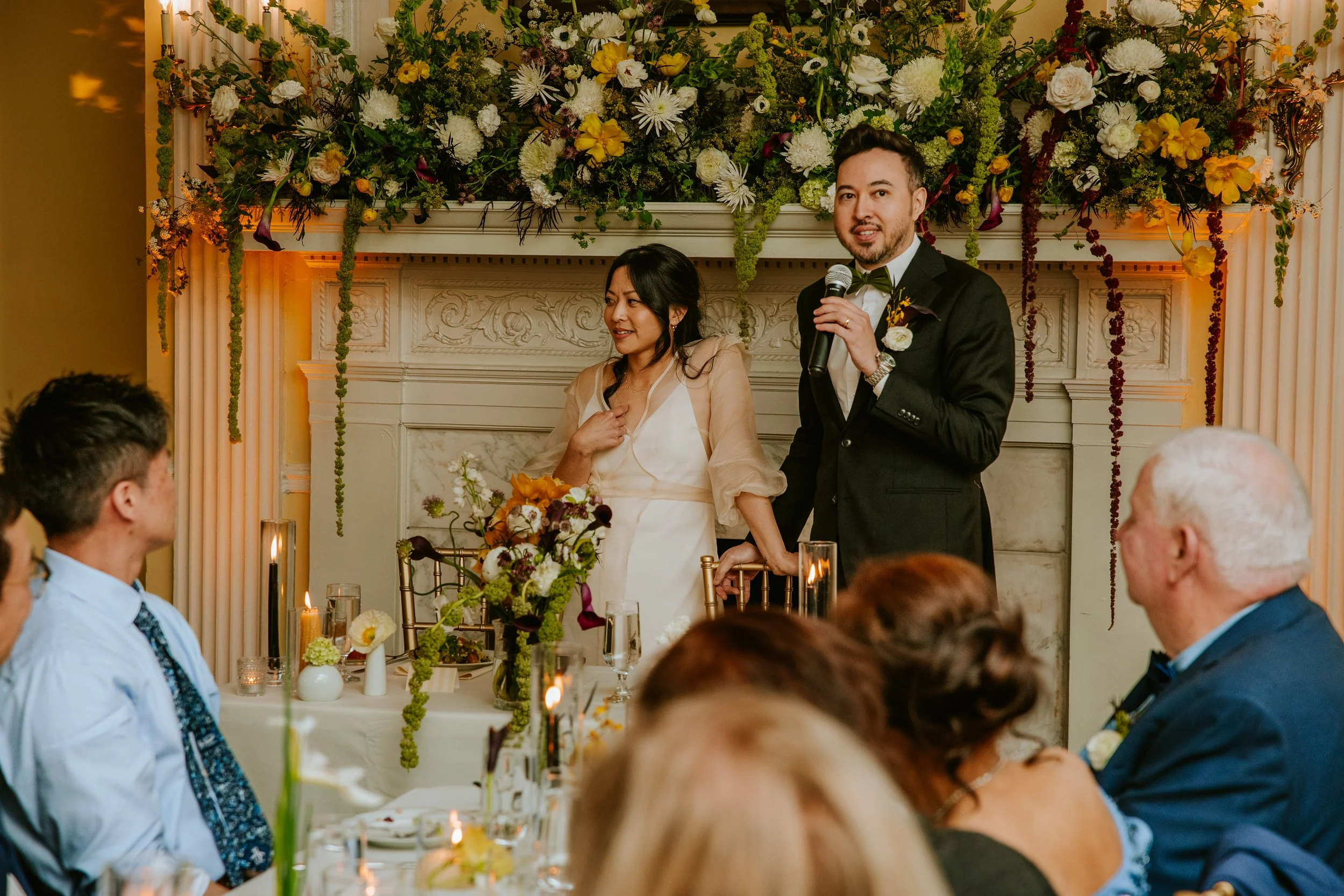 Newly wed couple giving welcome speech at Josephine Butler Parks Center