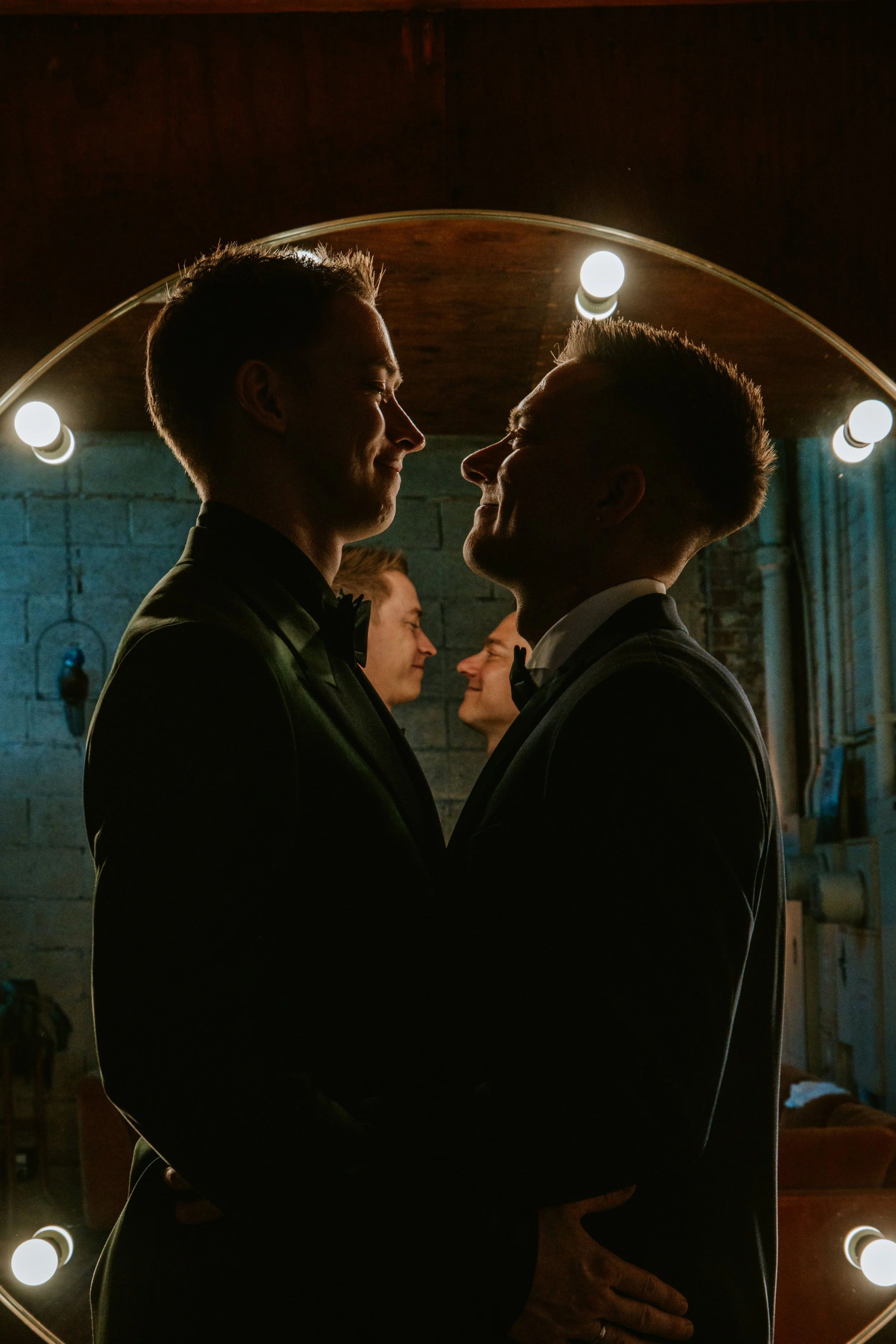 Couples reflection portrait in the green room at at Millwick by Marvimon in DTLA