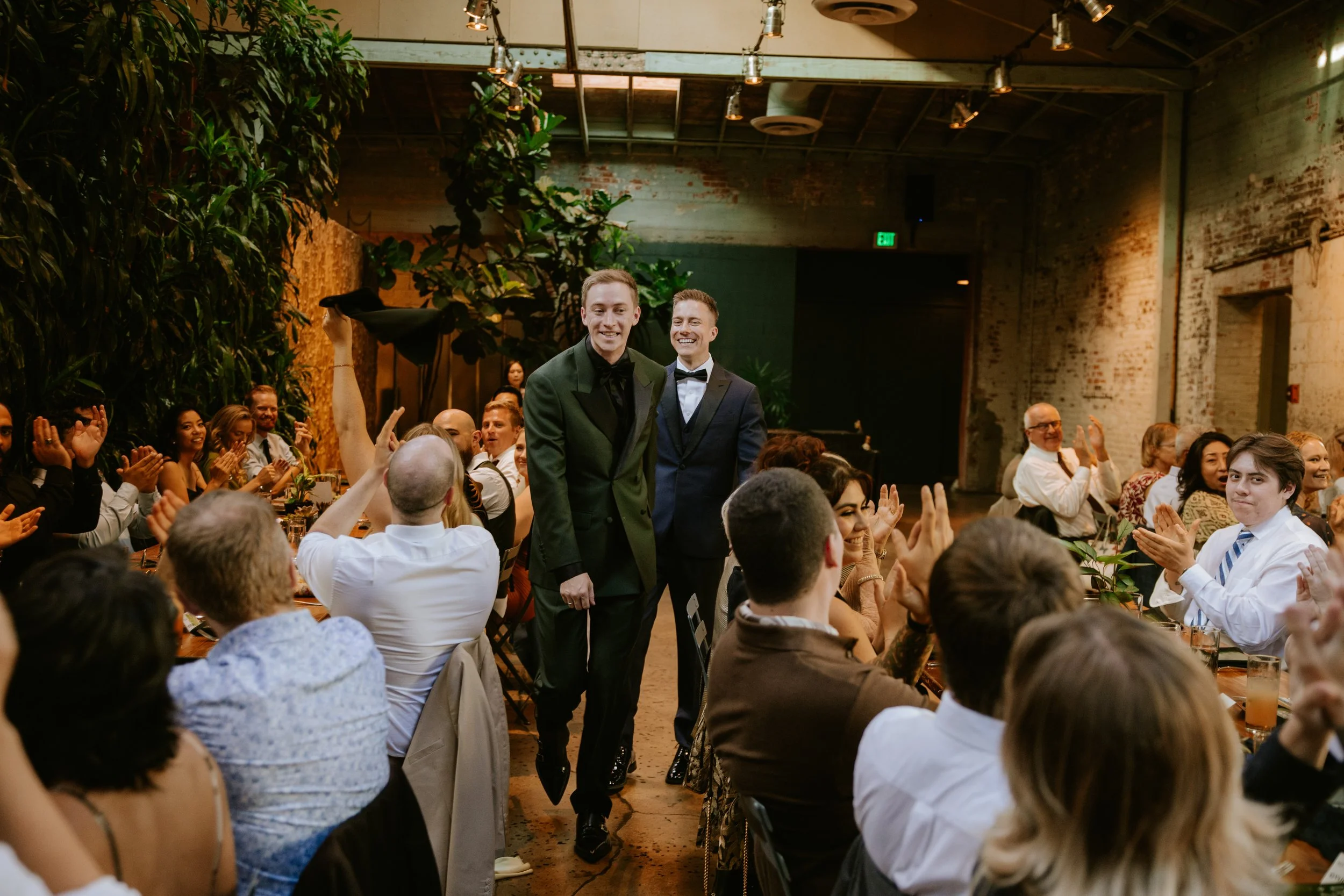 Wedding couple making their way to the dance floor at Millwick in DTLA