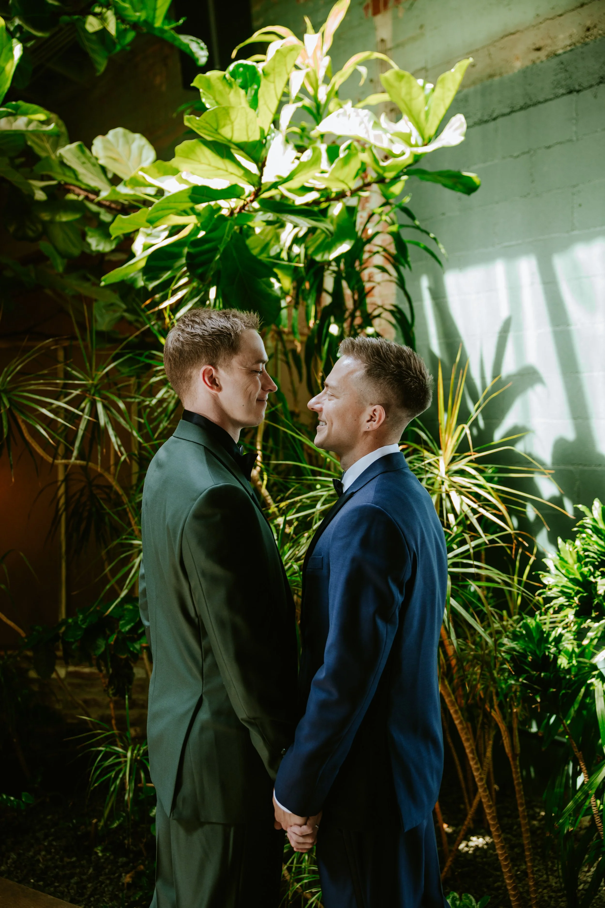 Grooms staring in each others eyes  at Millwick by Marvimon in DTLA