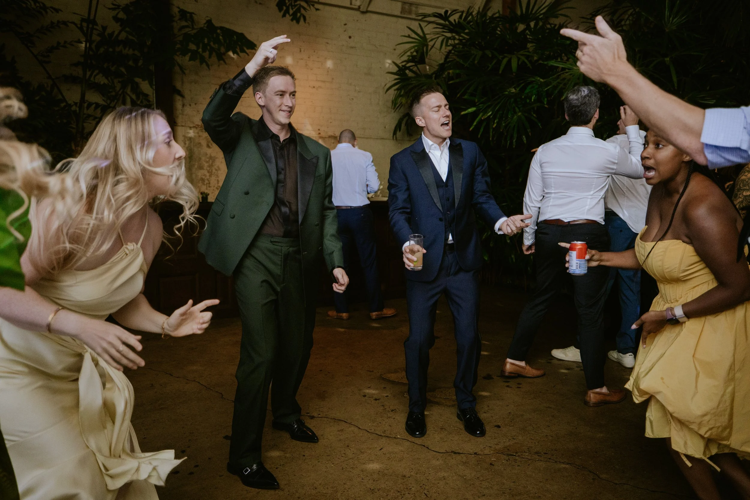 Wedding couple joining the dance floor