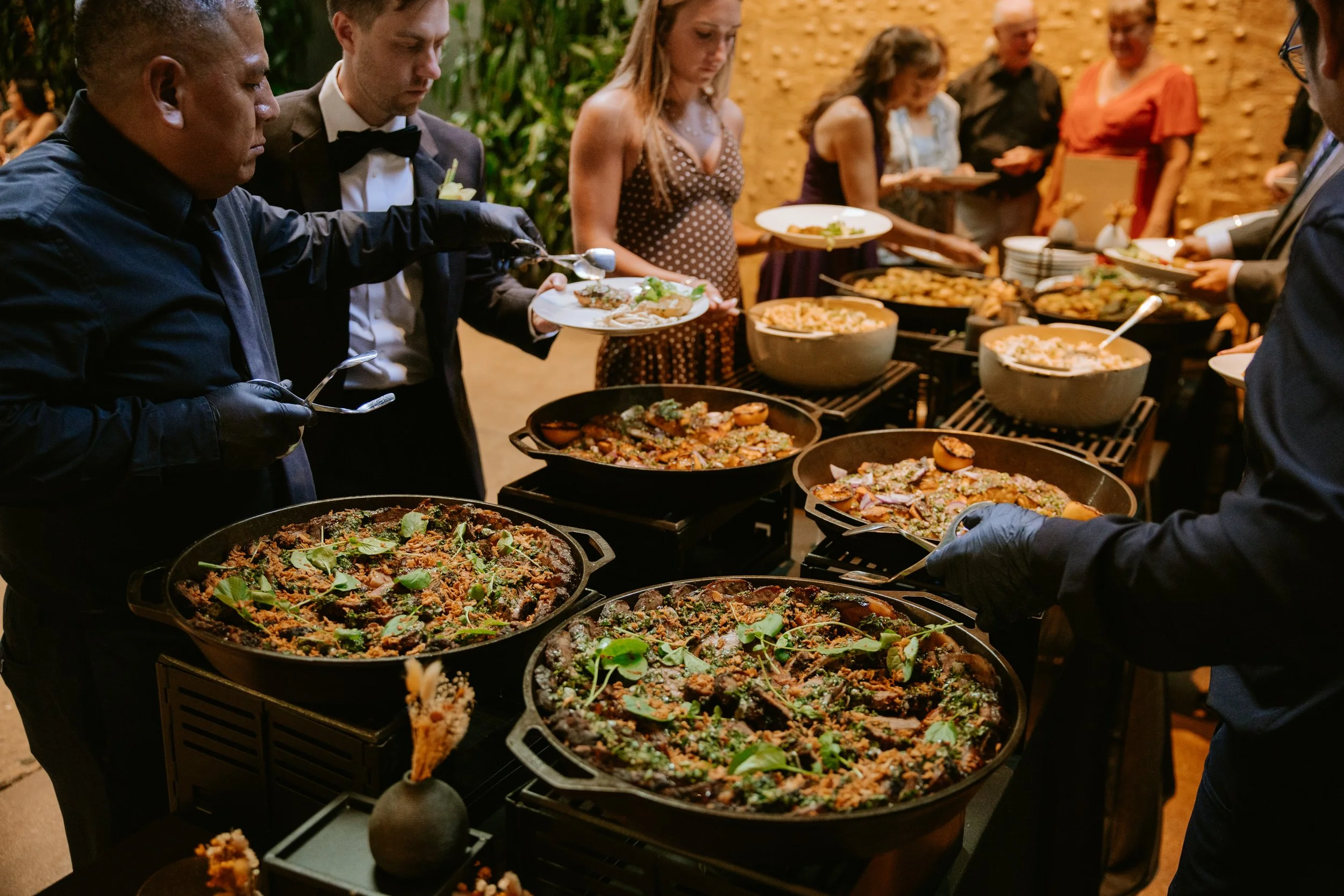 Buffet style wedding dinner at Millwick in DTLA